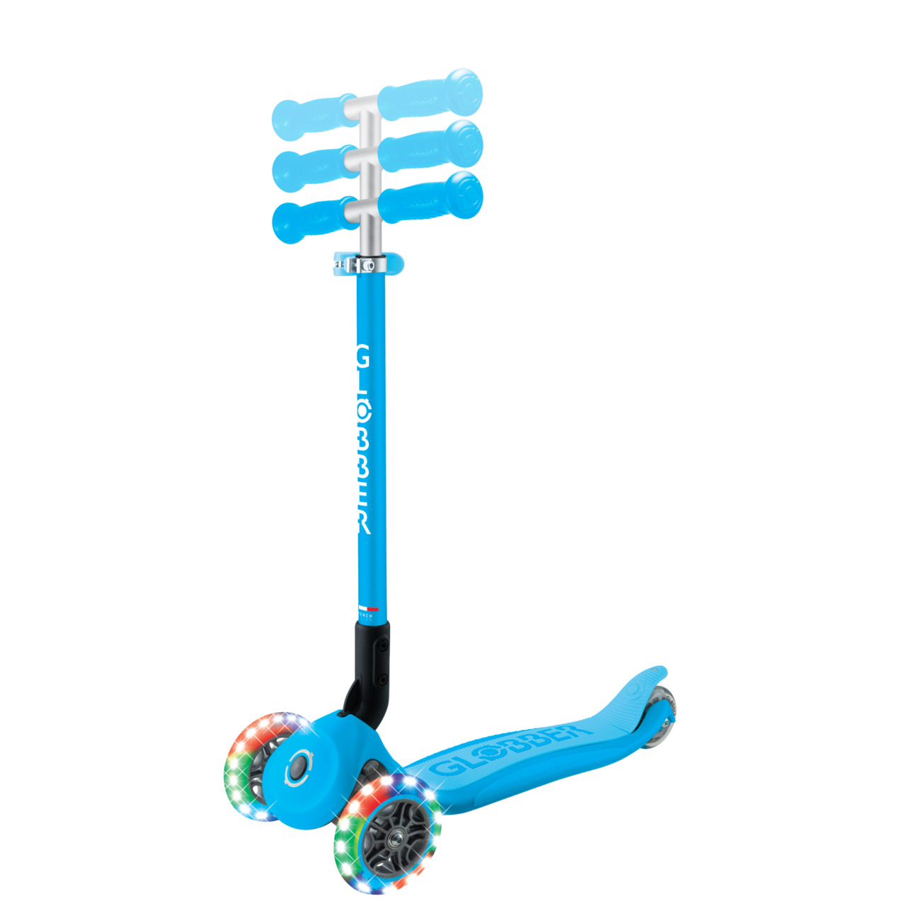 02 432 601 4 Globber Primo Foldable Lights Scooter With Adjustable T Bar For Kids