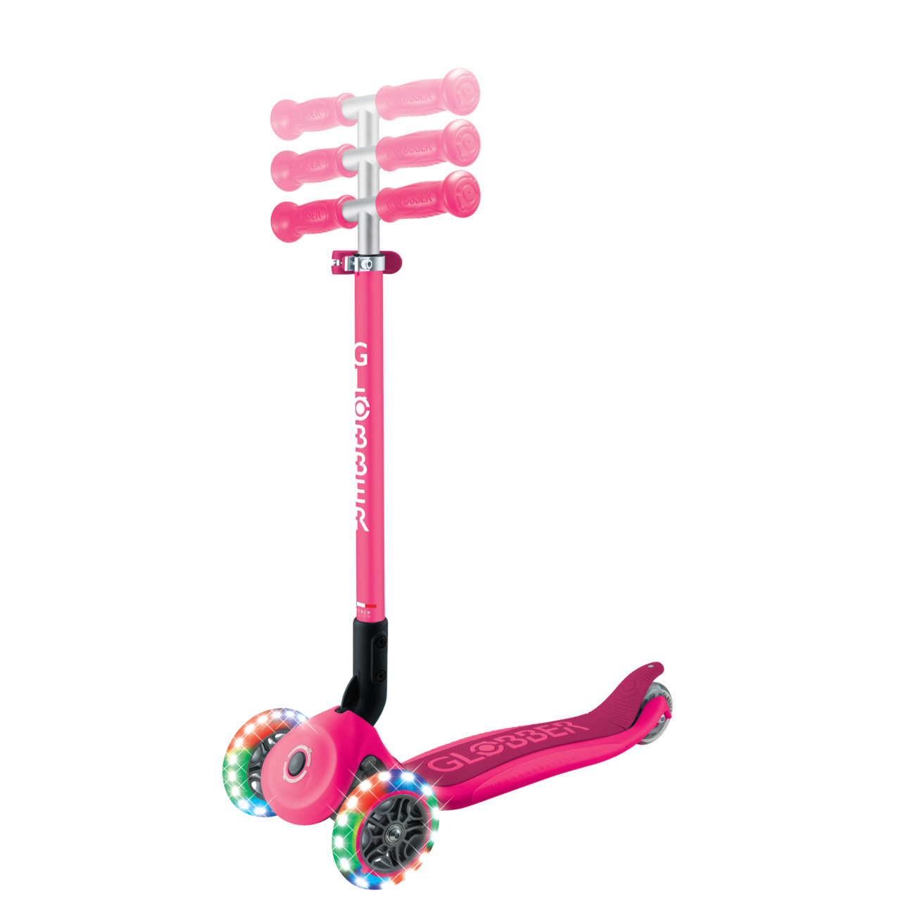 02 432 610 4 Globber Primo Foldable Lights Scooter With Adjustable T Bar For Kids
