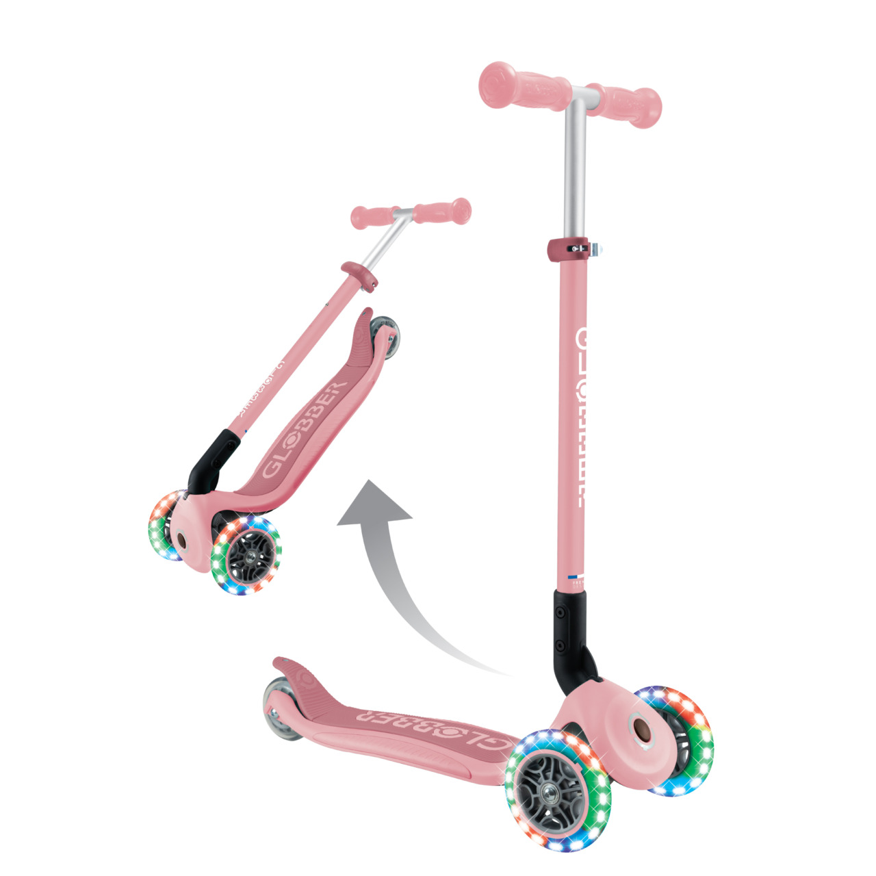 09 432 611 4 Globber Primo Foldable Lights 3 Wheel Scooter Easy Folding