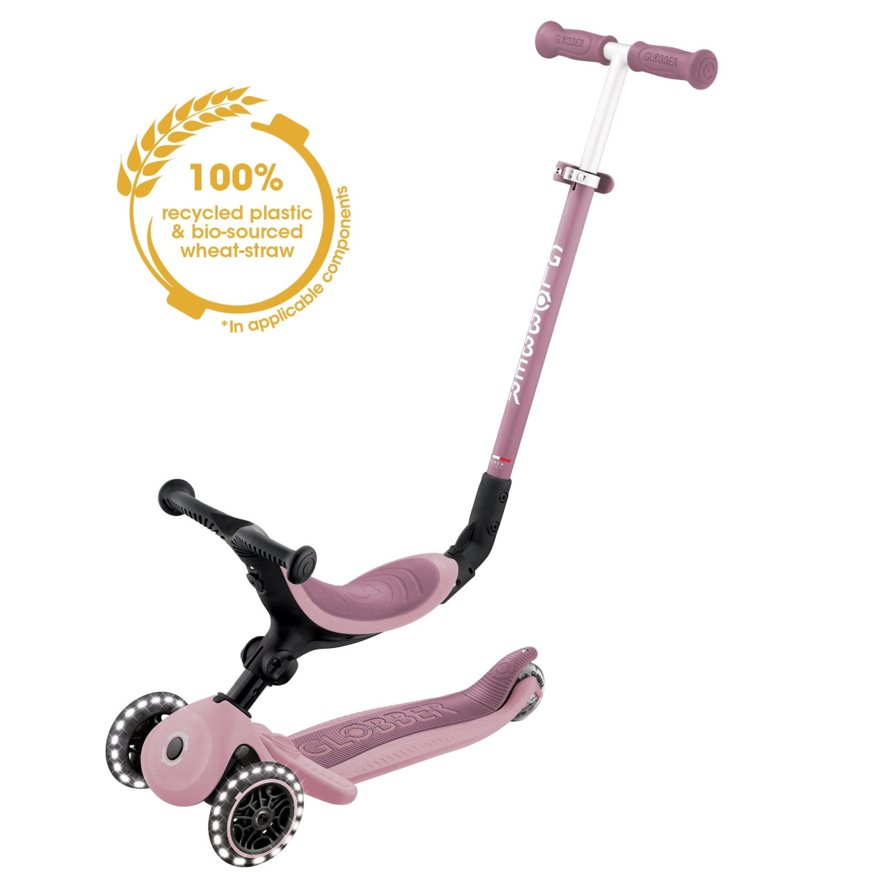 globber go up ピンク Light-up Eco Scooter with Seat: GO•UP ACTIVE LIGHTS ECOLOGIC – Globber