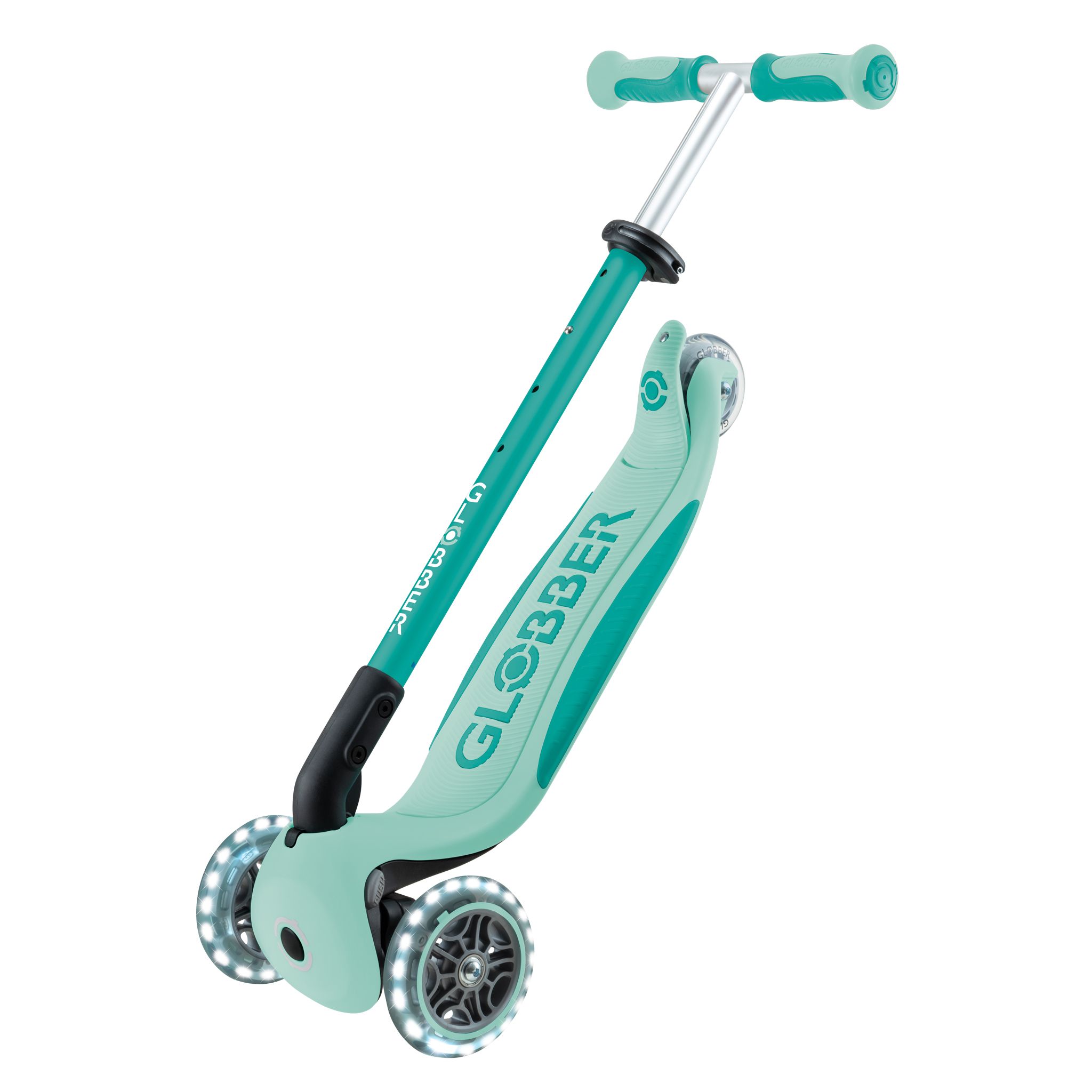 GLOBBER GO-UP DELUXE ミントグリーン GO•UP DELUXE LIGHTS 360°: 3-in-1 Scooter mit 360°-Lenkmodul