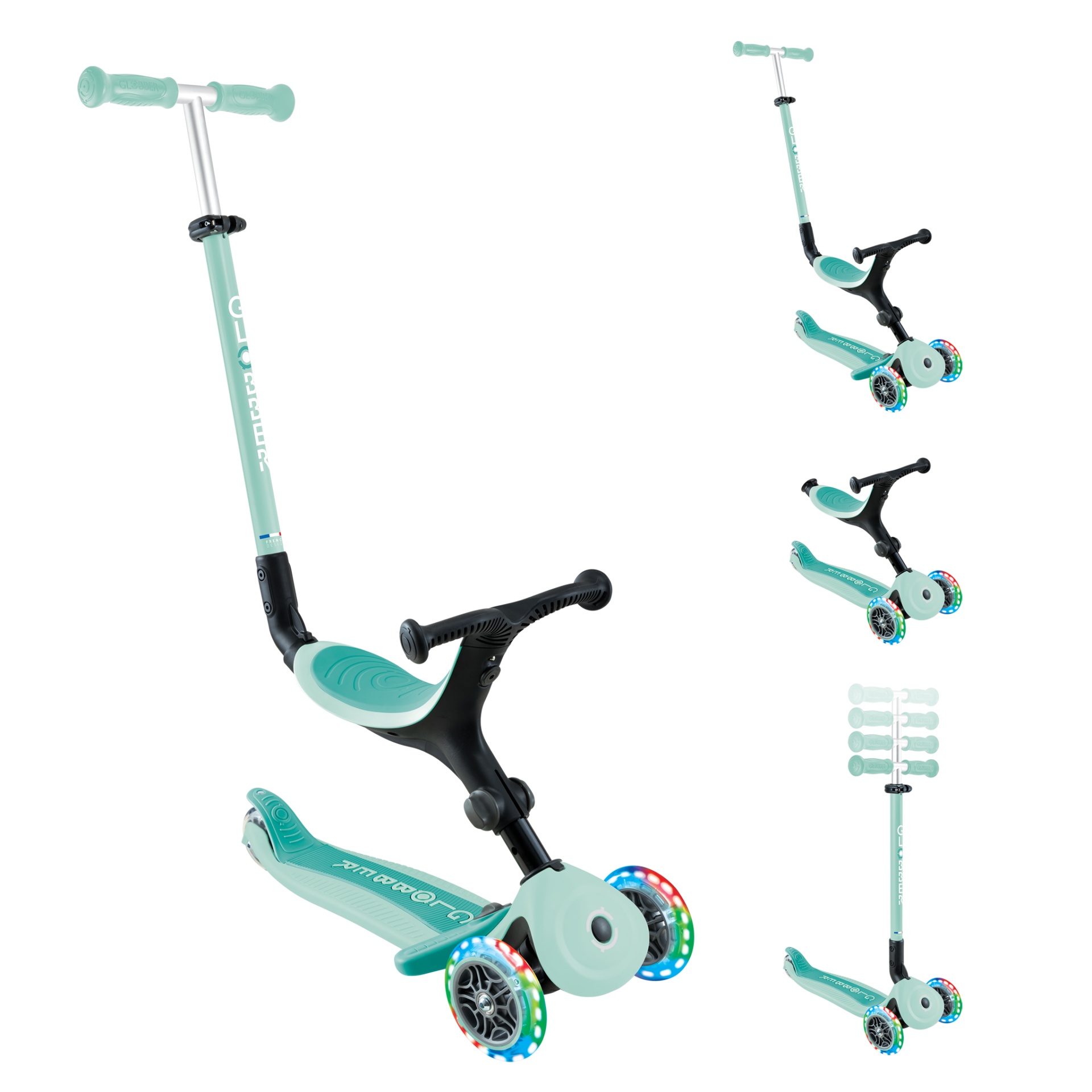 Globber GO UP Active Luces evolutivo con asiento y patinete
