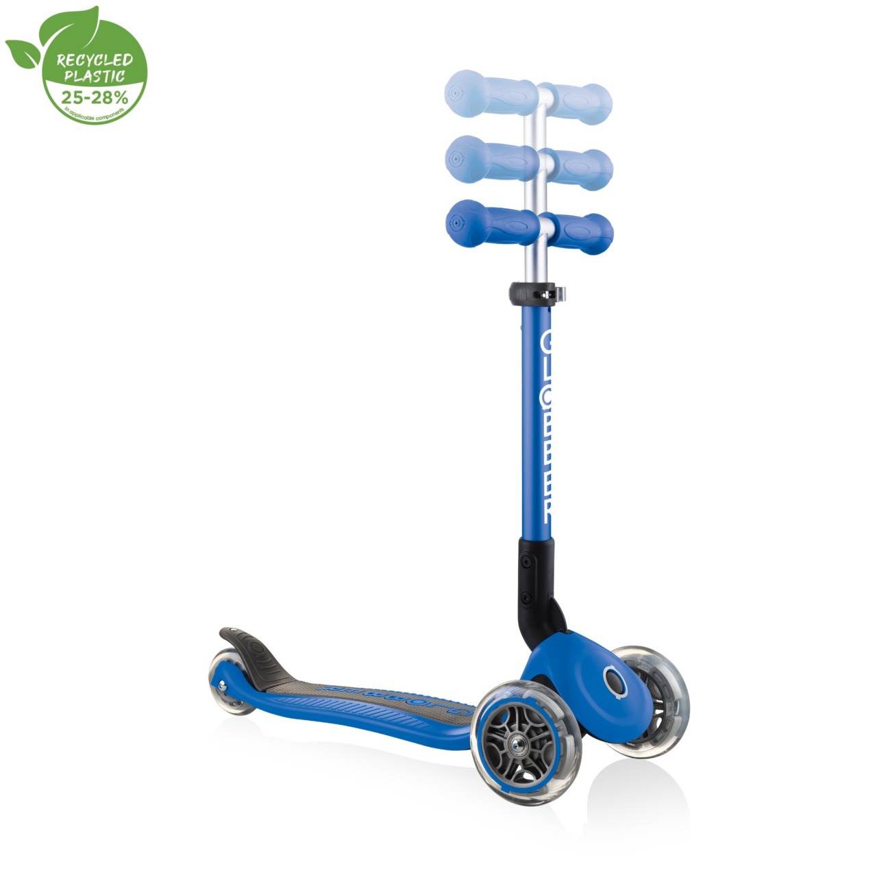 Trotineta Globber JUNIOR PLIABILA, Ghidon Ajustabil 3 Nivele, Greutate Maxima 50 Kg, Rulmenti ABEC 5, Culoare Albastra