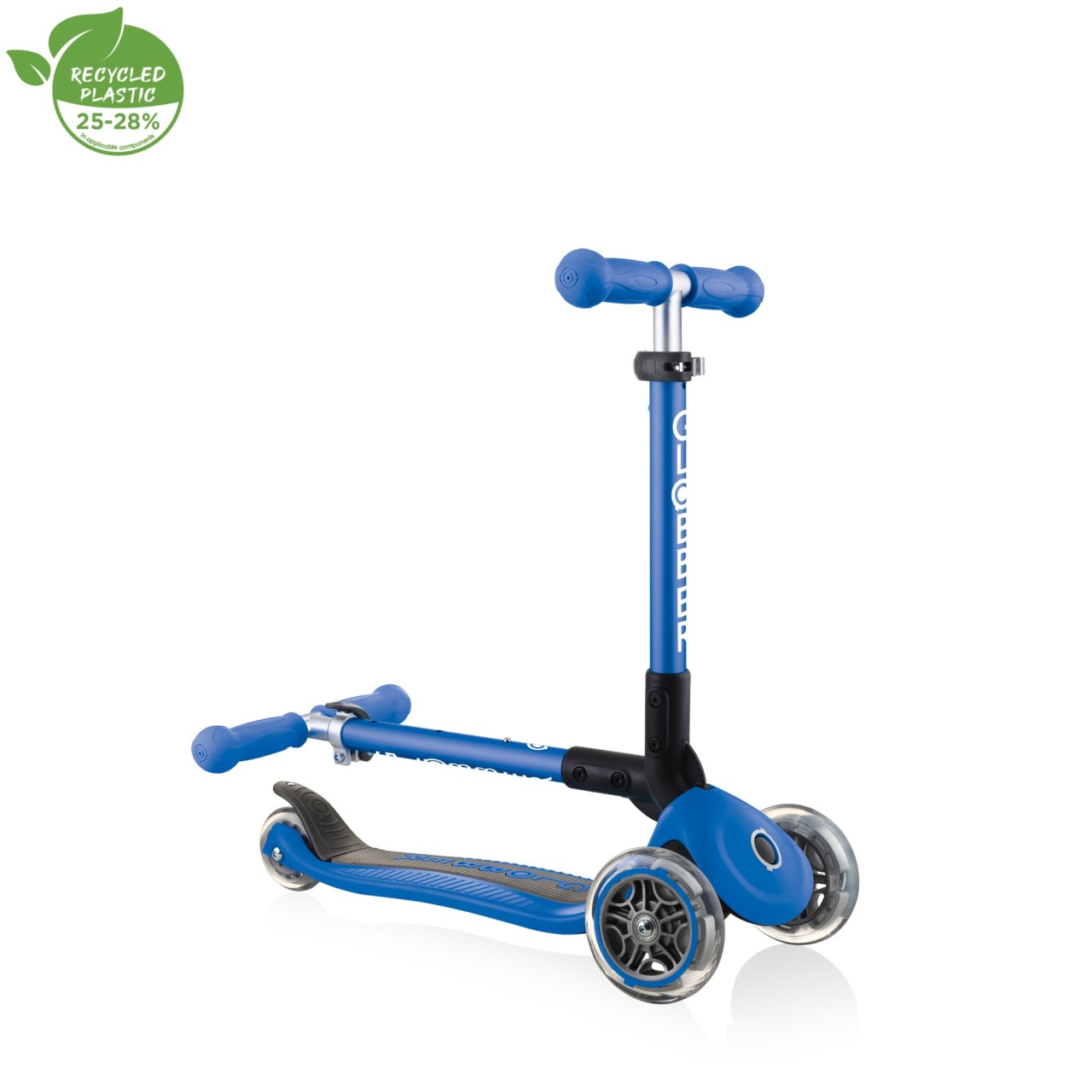 Trotineta Globber JUNIOR PLIABILA, Ghidon Ajustabil 3 Nivele, Greutate Maxima 50 Kg, Rulmenti ABEC 5, Culoare Albastra(1)