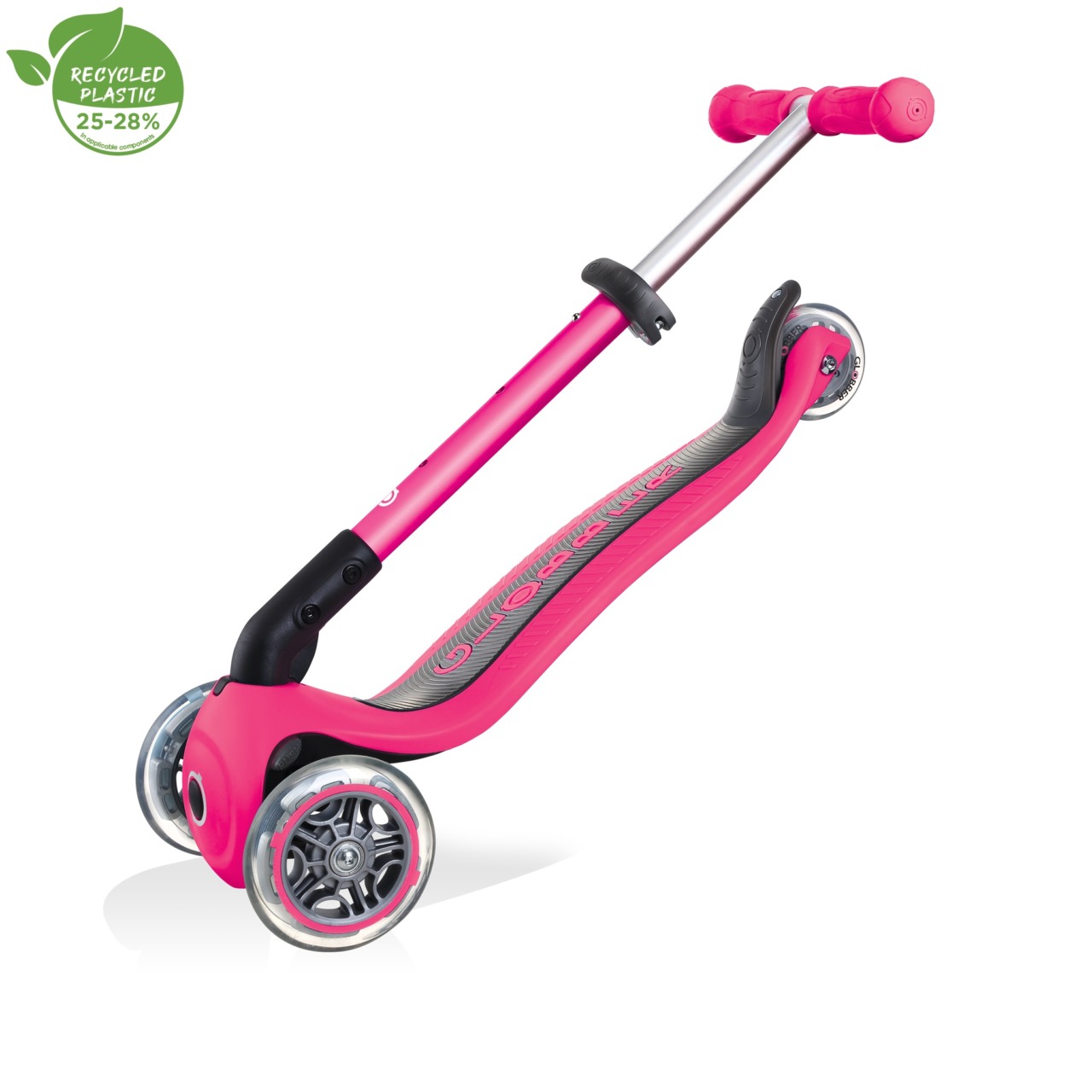 Trotineta Globber JUNIOR PLIABILA, Ghidon Ajustabil 3 Nivele, Greutate Maxima 50 Kg, Rulmenti ABEC 5, Culoare Roz(1)