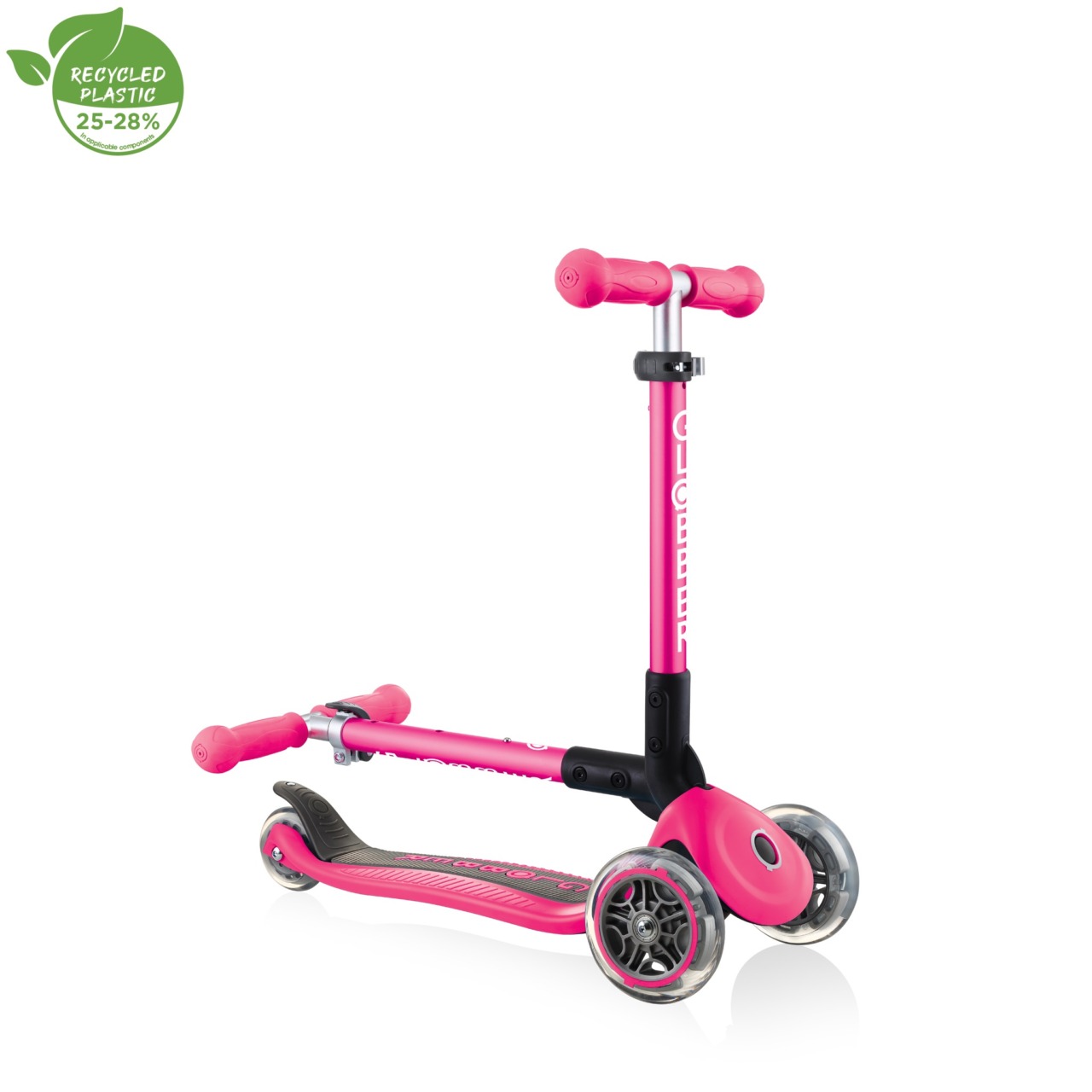 Trotineta Globber JUNIOR PLIABILA, Ghidon Ajustabil 3 Nivele, Greutate Maxima 50 Kg, Rulmenti ABEC 5, Culoare Roz(2)