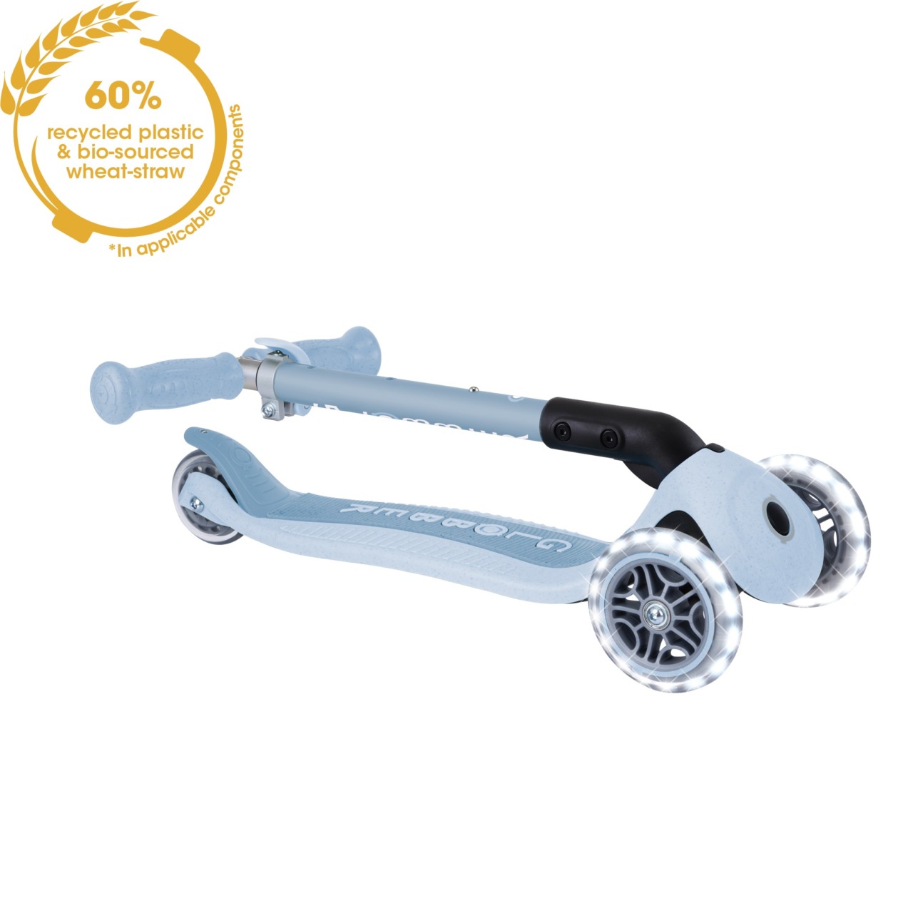 Trotineta Globber JUNIOR PLIABILA ECOLOGICA, Ghidon Ajustabil Pe 3 Nivele, Roti Cu Lumini LED, Rulmenti ABEC 9, Culoare Albastru(3)