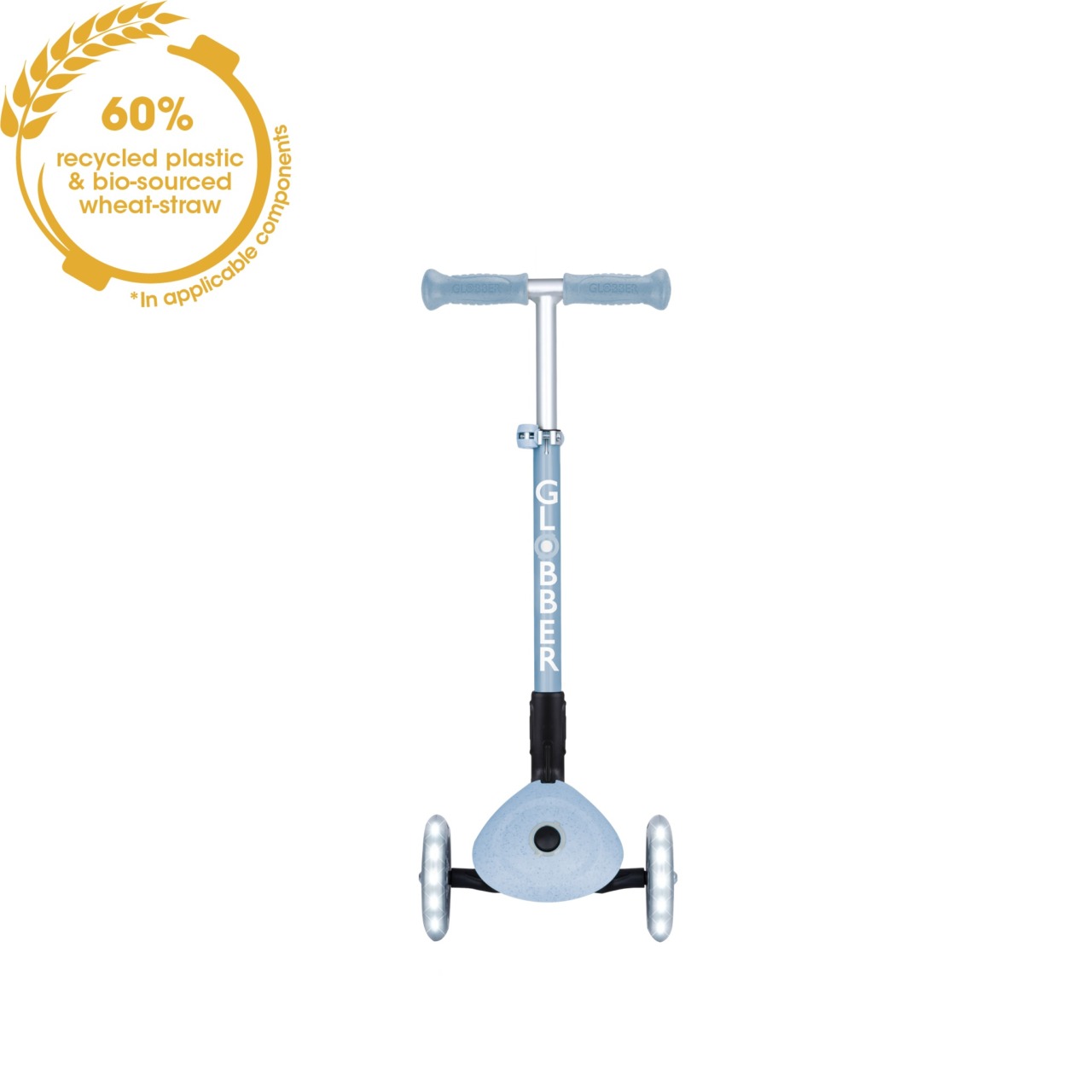 Trotineta Globber JUNIOR PLIABILA ECOLOGICA, Ghidon Ajustabil Pe 3 Nivele, Roti Cu Lumini LED, Rulmenti ABEC 9, Culoare Albastru(4)