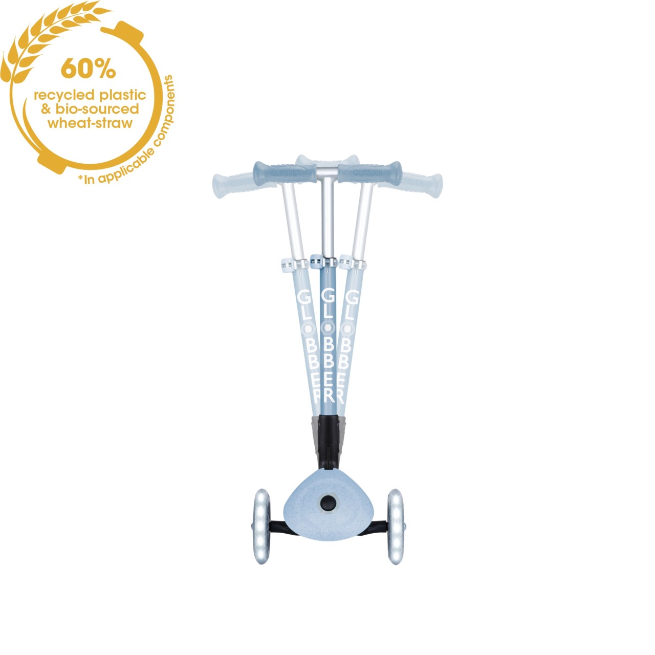 Trotineta Globber JUNIOR PLIABILA ECOLOGICA, Ghidon Ajustabil Pe 3 Nivele, Roti Cu Lumini LED, Rulmenti ABEC 9, Culoare Albastru(6)