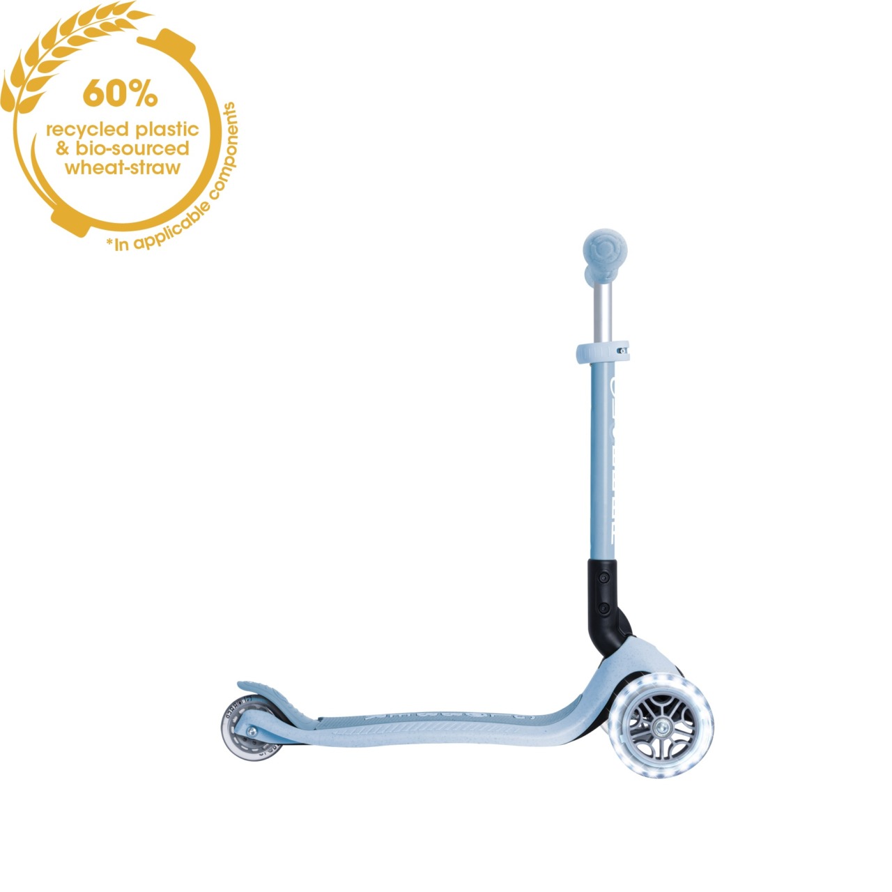 Trotineta Globber JUNIOR PLIABILA ECOLOGICA, Ghidon Ajustabil Pe 3 Nivele, Roti Cu Lumini LED, Rulmenti ABEC 9, Culoare Albastru(8)