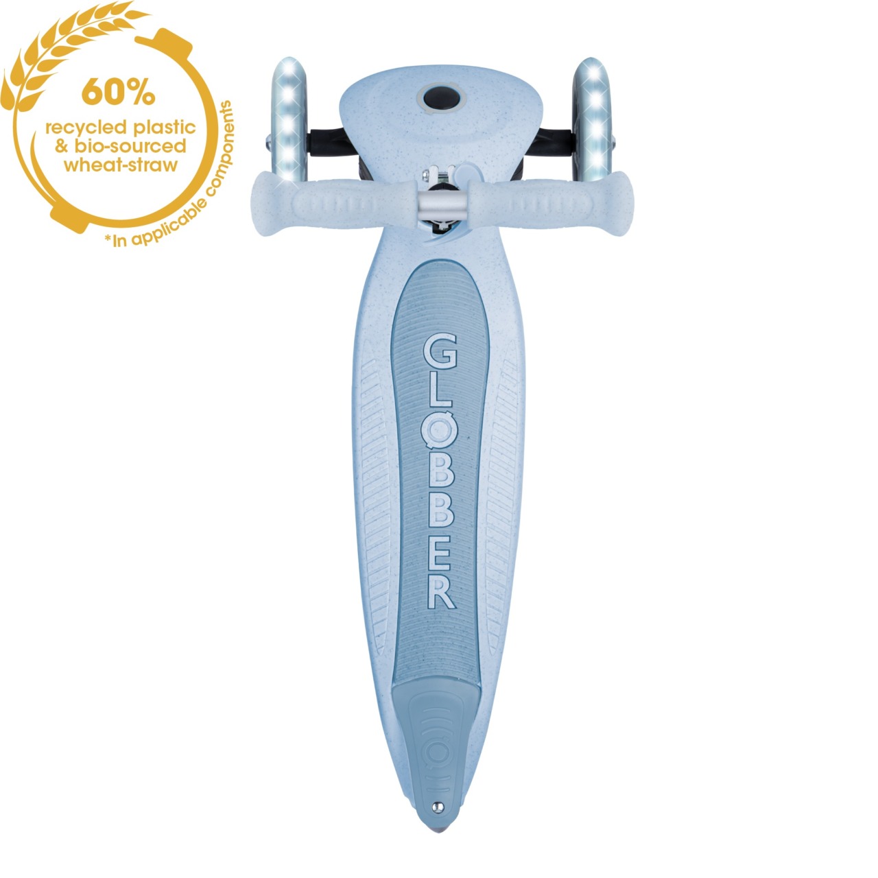 Trotineta Globber JUNIOR PLIABILA ECOLOGICA, Ghidon Ajustabil Pe 3 Nivele, Roti Cu Lumini LED, Rulmenti ABEC 9, Culoare Albastru(9)