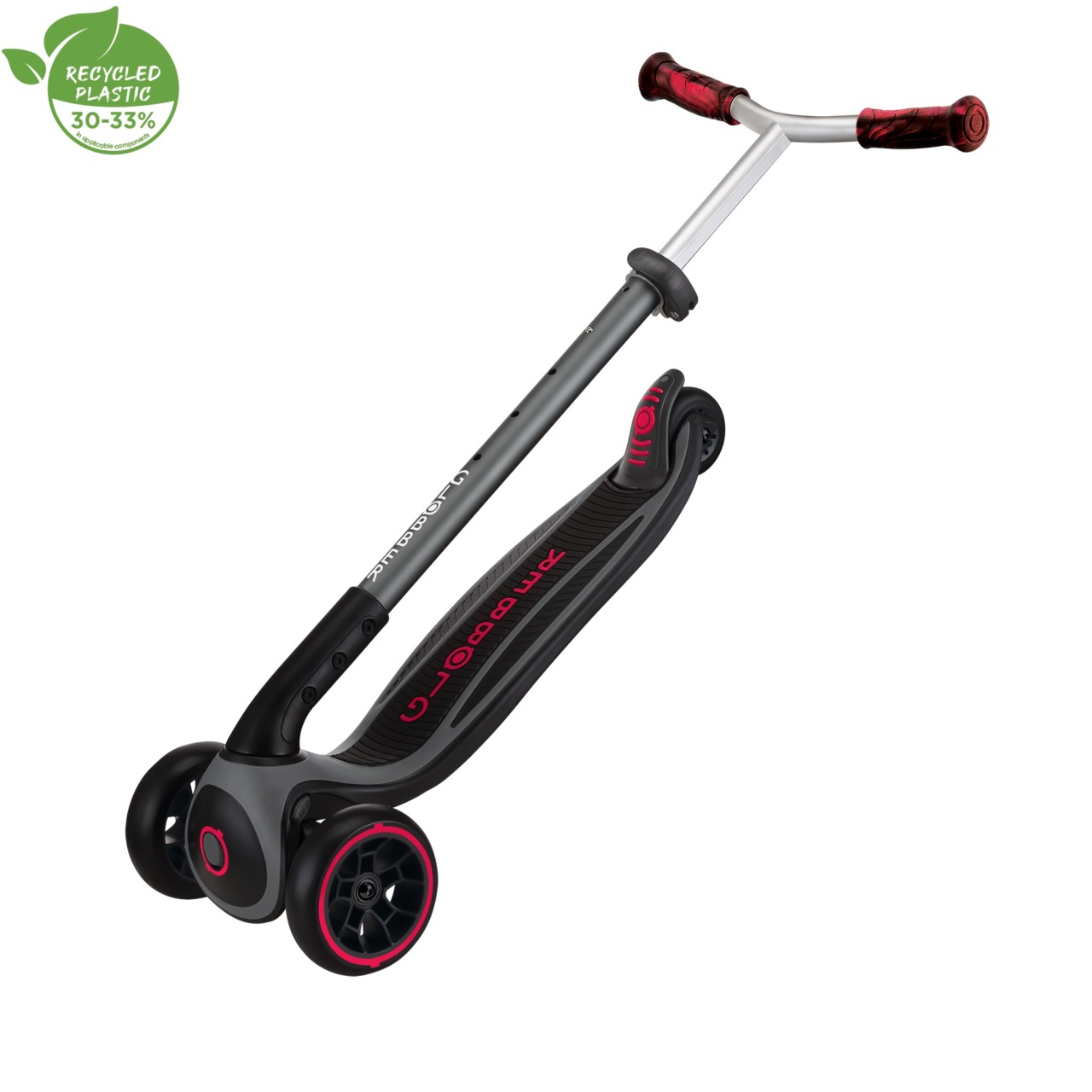 Trotineta Globber MASTER PRIME, Pliabila, Ghidon Ajustabil Pe 5 Nivele, Roti PU Late, Rulmenti ABEC 5, Culoare Rosu(12)