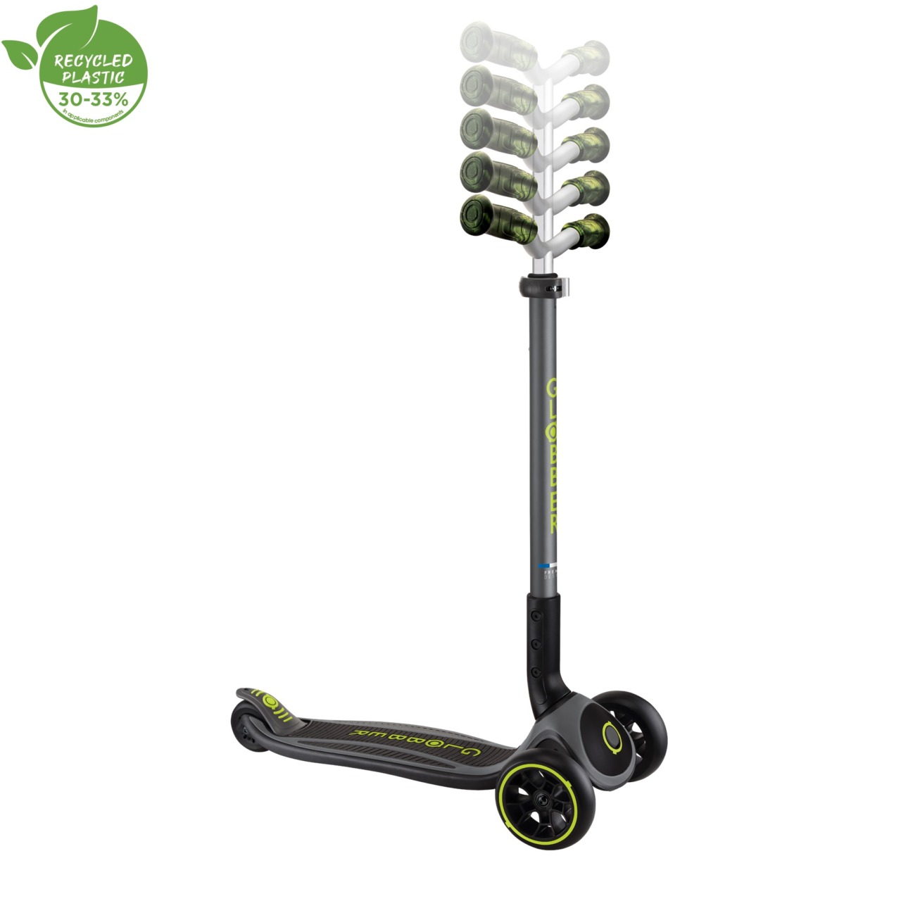 Trotineta Globber MASTER PRIME, Pliabila, Ghidon Ajustabil Pe 5 Nivele, Roti PU Late, Rulmenti ABEC 5, Culoare Verde