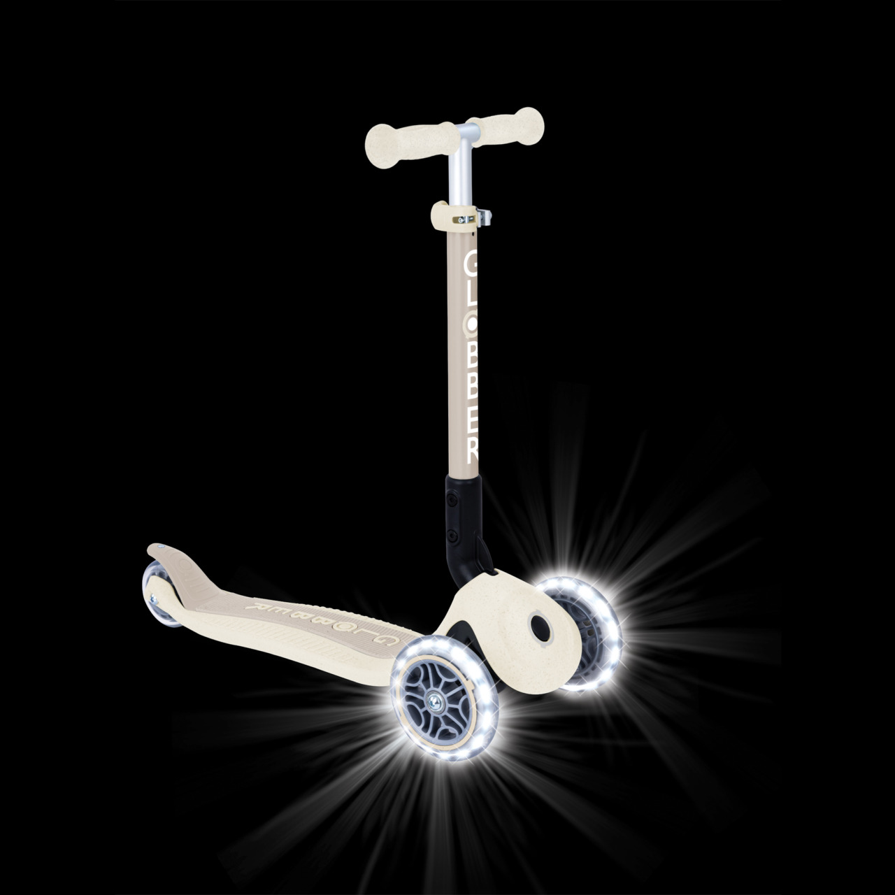 Trotineta Globber Pentru Copii, Ecologica, Pliabila, Cu Lumini, Culoare Crem(11)