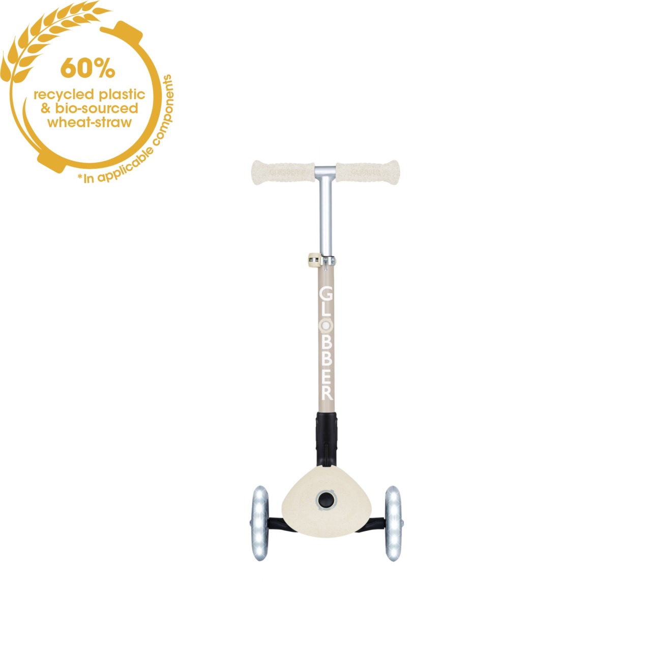 Trotineta Globber Pentru Copii, Ecologica, Pliabila, Cu Lumini, Culoare Crem(2)