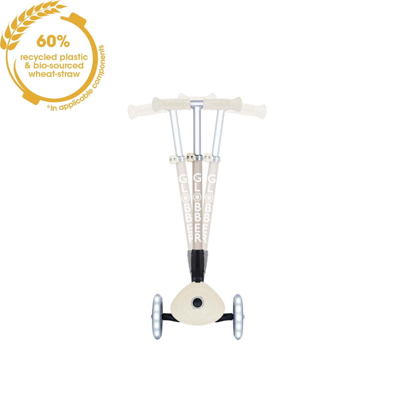 Trotineta Globber Pentru Copii, Ecologica, Pliabila, Cu Lumini, Culoare Crem(4)