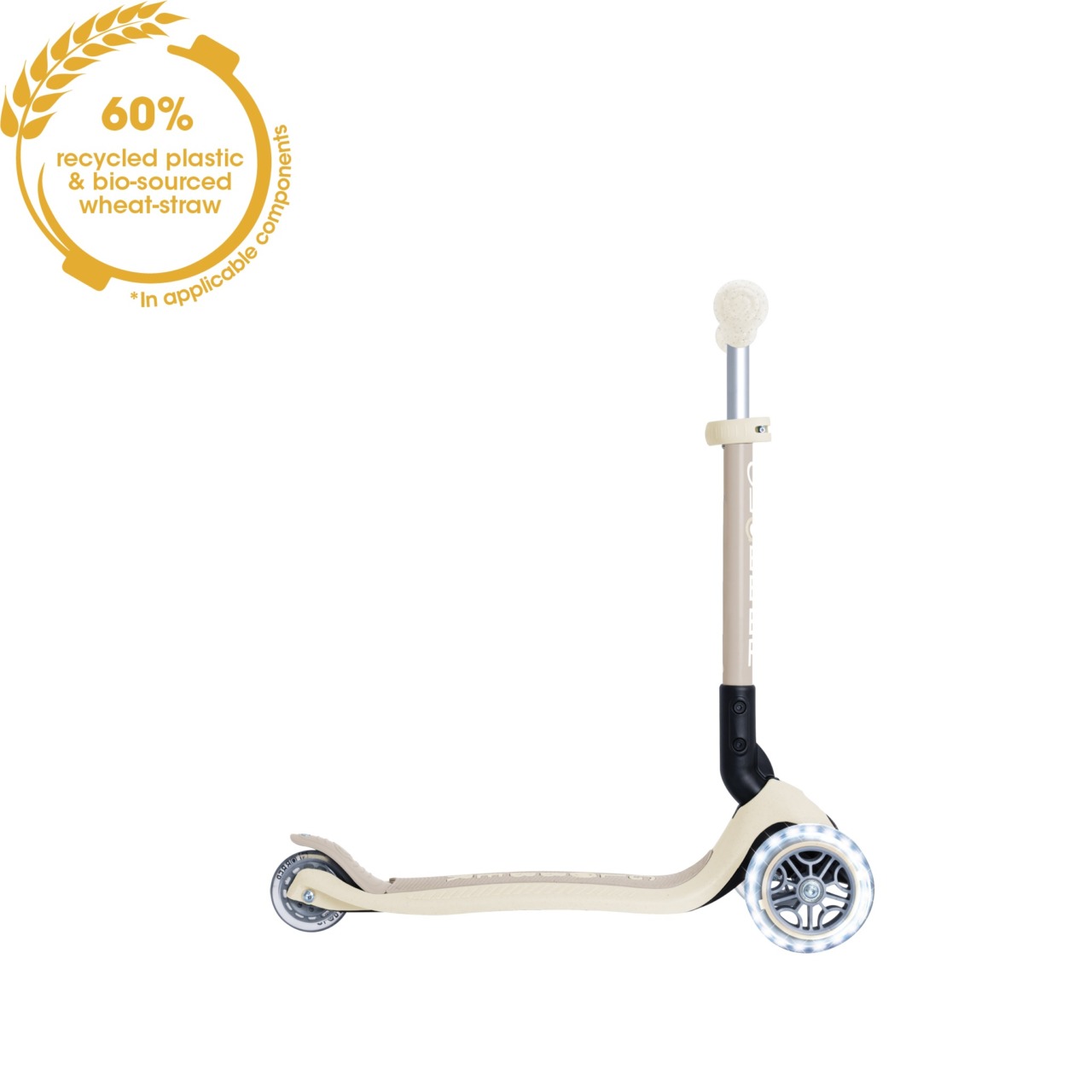 Trotineta Globber Pentru Copii, Ecologica, Pliabila, Cu Lumini, Culoare Crem(6)