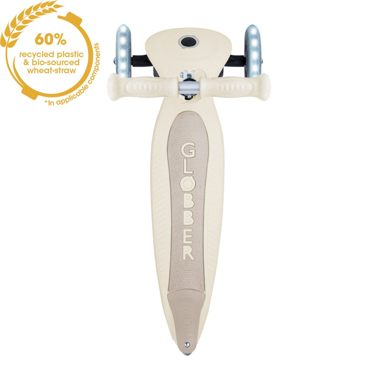 Trotineta Globber Pentru Copii, Ecologica, Pliabila, Cu Lumini, Culoare Crem(7)