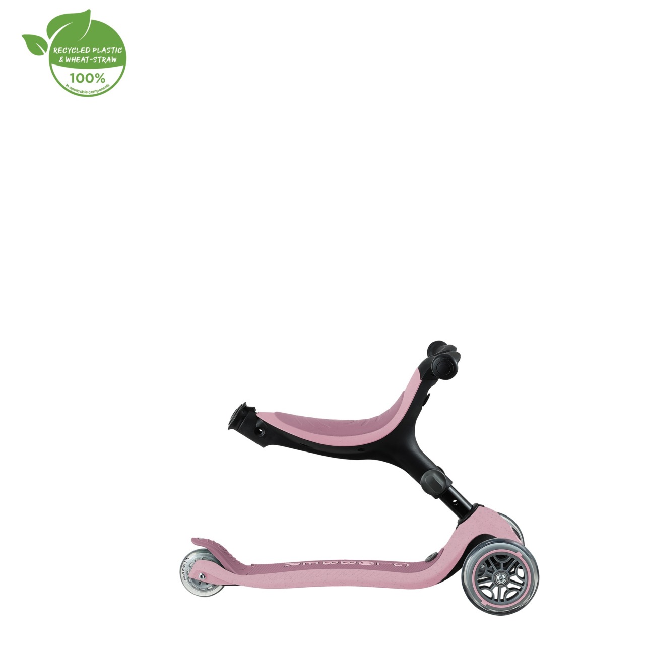 Trotineta Globber GO UP ACTIVE ECOLOGIC 3 In 1, Ghidon Si Scaun Ajustabile, Roti Cu Lumini, Rulmenti ABEC 9, Culoare Roz Pal(11)