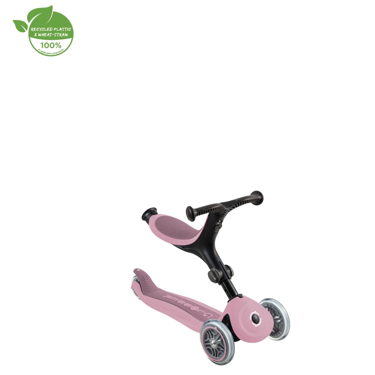 Trotineta Globber GO UP ACTIVE ECOLOGIC 3 In 1, Ghidon Si Scaun Ajustabile, Roti Cu Lumini, Rulmenti ABEC 9, Culoare Roz Pal(6)