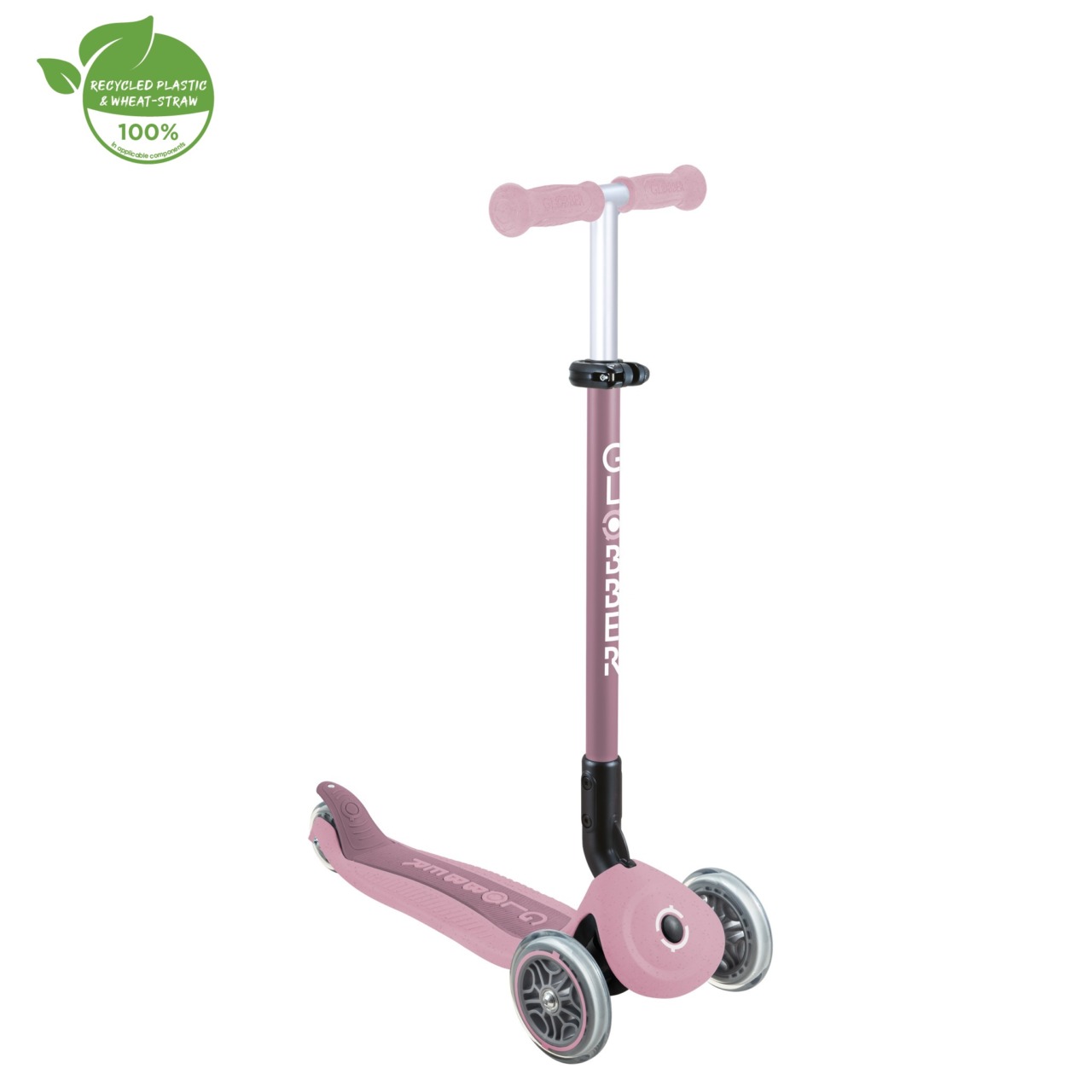 Trotineta Globber GO UP ACTIVE ECOLOGIC 3 In 1, Ghidon Si Scaun Ajustabile, Roti Cu Lumini, Rulmenti ABEC 9, Culoare Roz Pal(7)