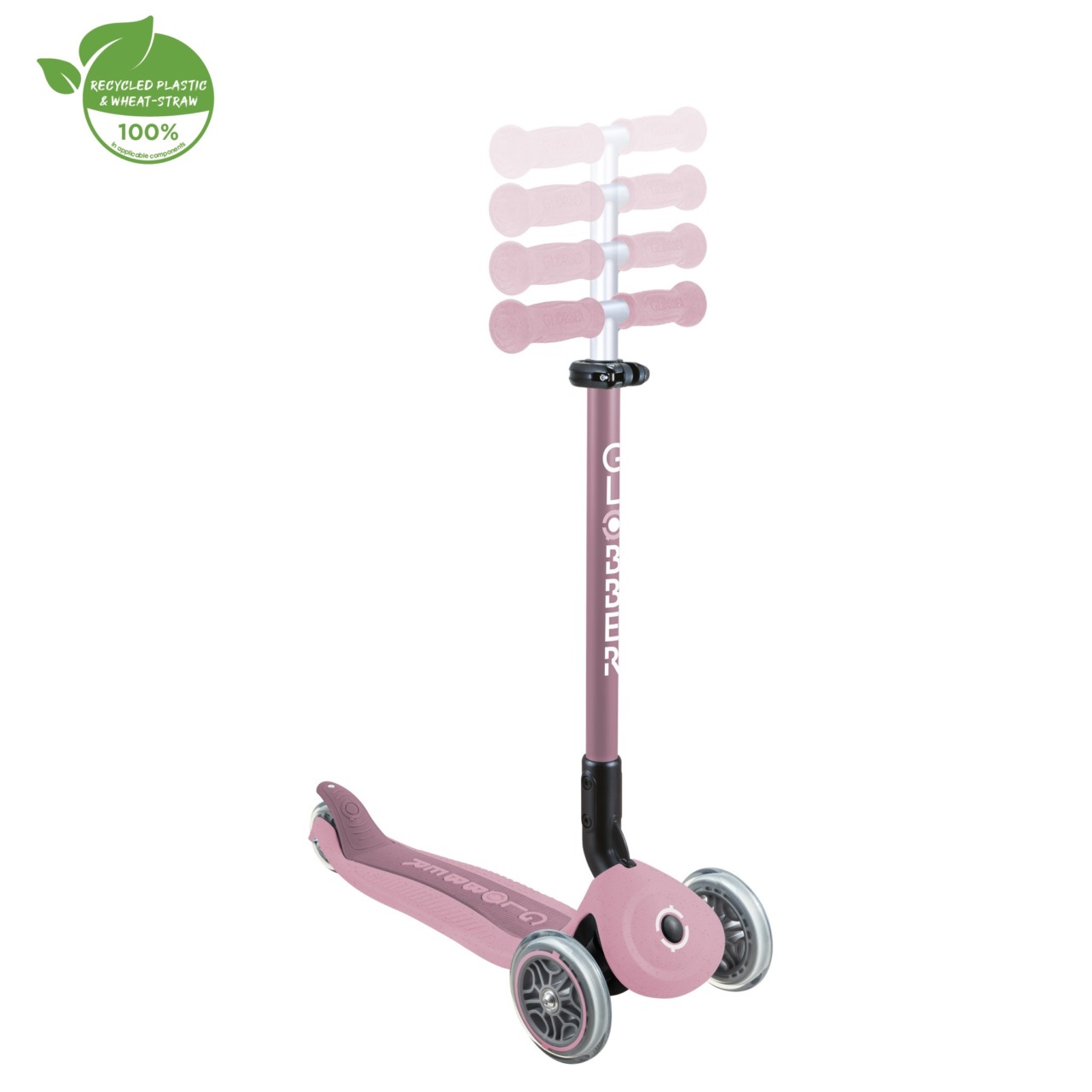 Trotineta Globber GO UP ACTIVE ECOLOGIC 3 In 1, Ghidon Si Scaun Ajustabile, Roti Cu Lumini, Rulmenti ABEC 9, Culoare Roz Pal(8)