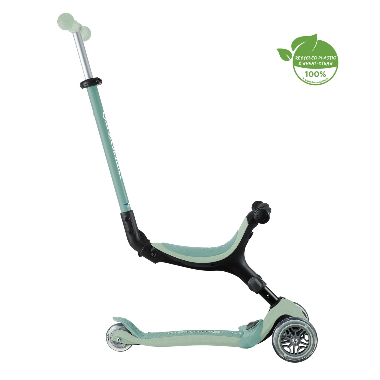 Trotineta Globber GO UP ACTIVE ECOLOGIC 3 In 1, Ghidon Si Scaun Ajustabile, Roti Cu Lumini, Rulmenti ABEC 9, Culoare Verde Fistic(10)