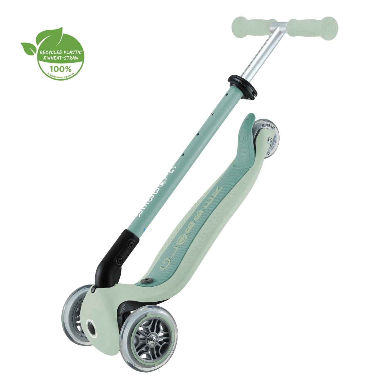 Trotineta Globber GO UP ACTIVE ECOLOGIC 3 In 1, Ghidon Si Scaun Ajustabile, Roti Cu Lumini, Rulmenti ABEC 9, Culoare Verde Fistic(15)