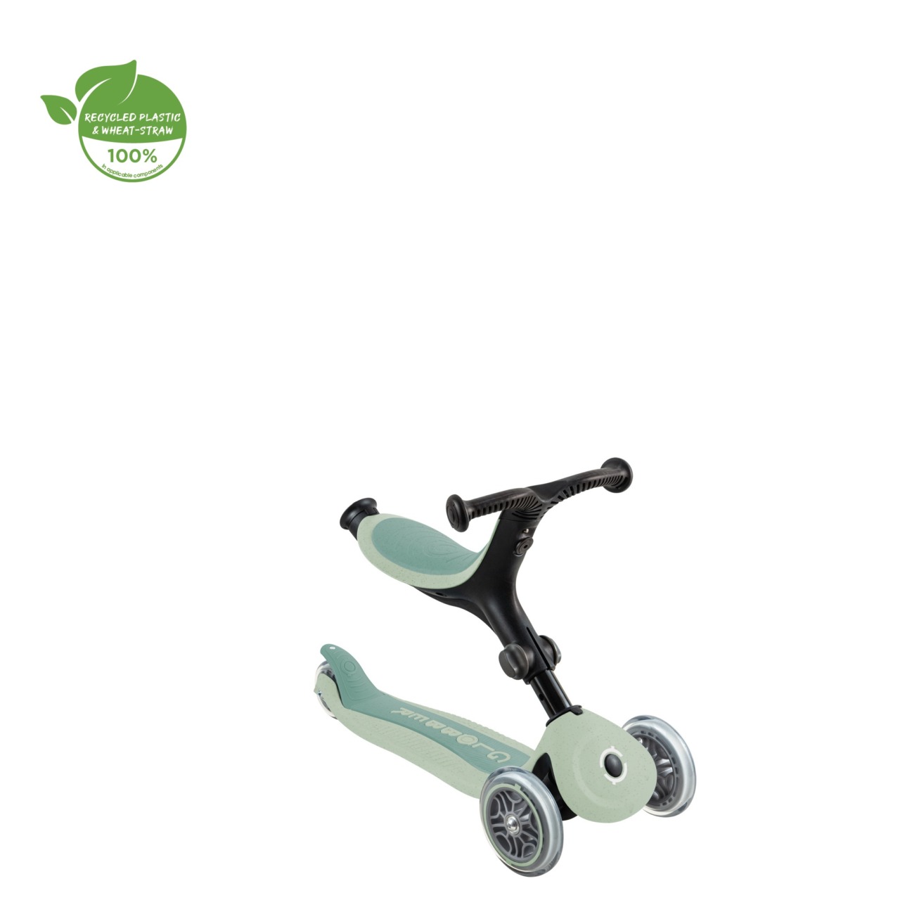 Trotineta Globber GO UP ACTIVE ECOLOGIC 3 In 1, Ghidon Si Scaun Ajustabile, Roti Cu Lumini, Rulmenti ABEC 9, Culoare Verde Fistic(6)