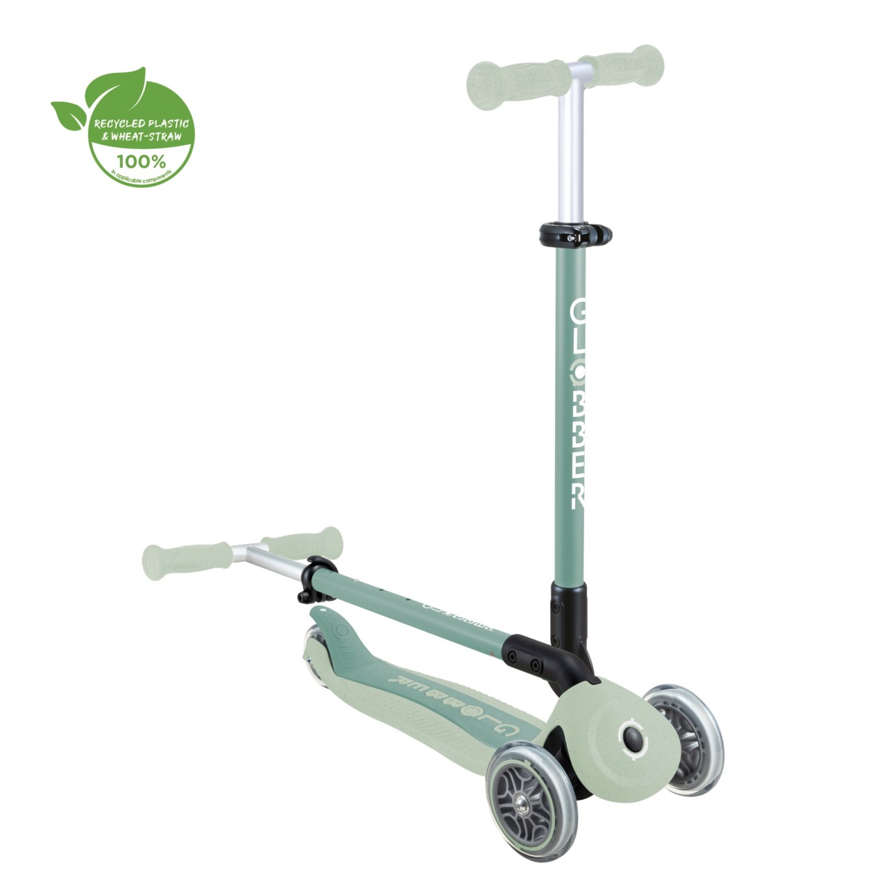 Trotineta Globber GO UP ACTIVE ECOLOGIC 3 In 1, Ghidon Si Scaun Ajustabile, Roti Cu Lumini, Rulmenti ABEC 9, Culoare Verde Fistic(9)