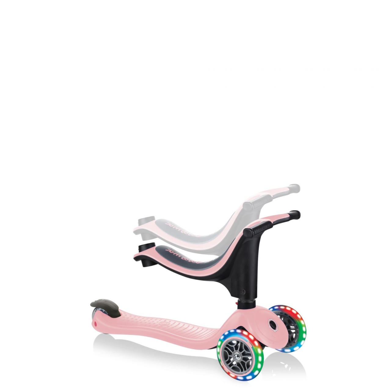 Trotineta Globber Go Up Sporty, 3 In 1, Cu Lumini, Culoare Roz Pastel 8