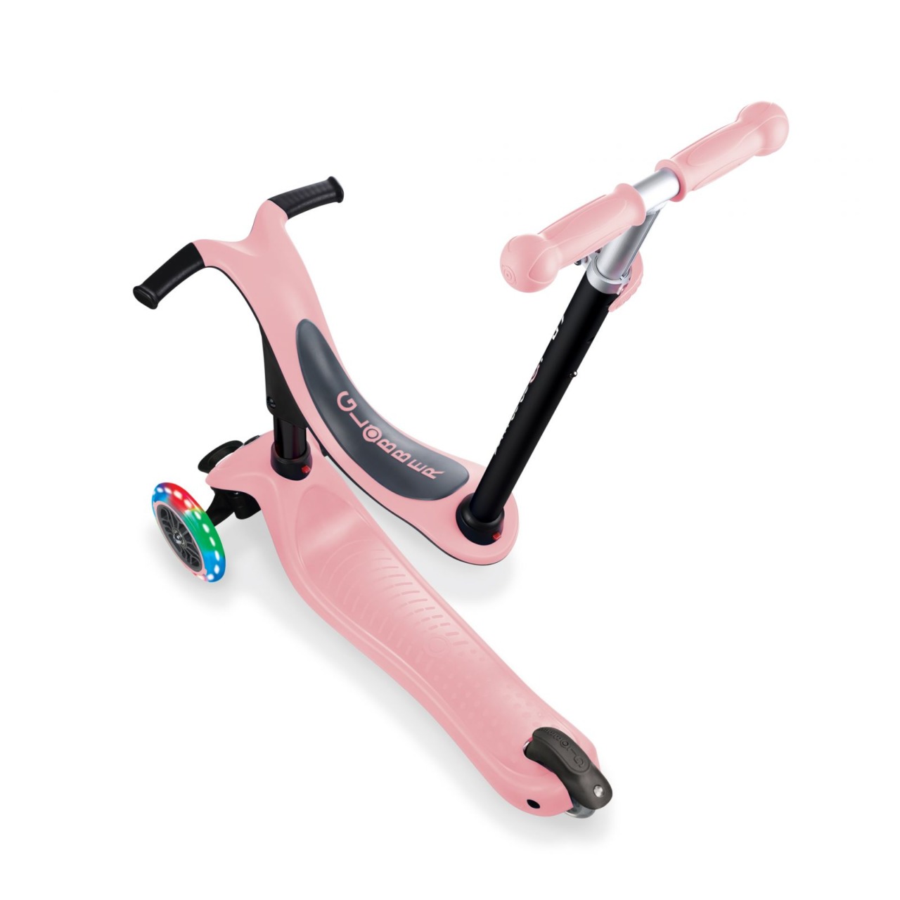 Trotineta Globber Go Up Sporty, 3 In 1, Cu Lumini, Culoare Roz Pastel 9