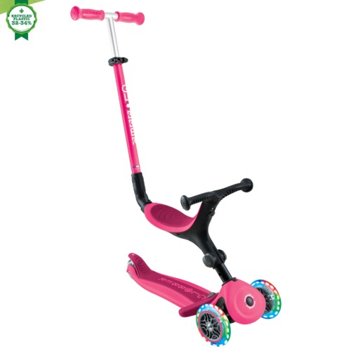 Trotineta Globber Go Up Active 3 In 1, Cu Maner De Impins, Scaun Si Ghidon Ajustabile, Roti Cu Lumini LED, Culoare Roz(5)