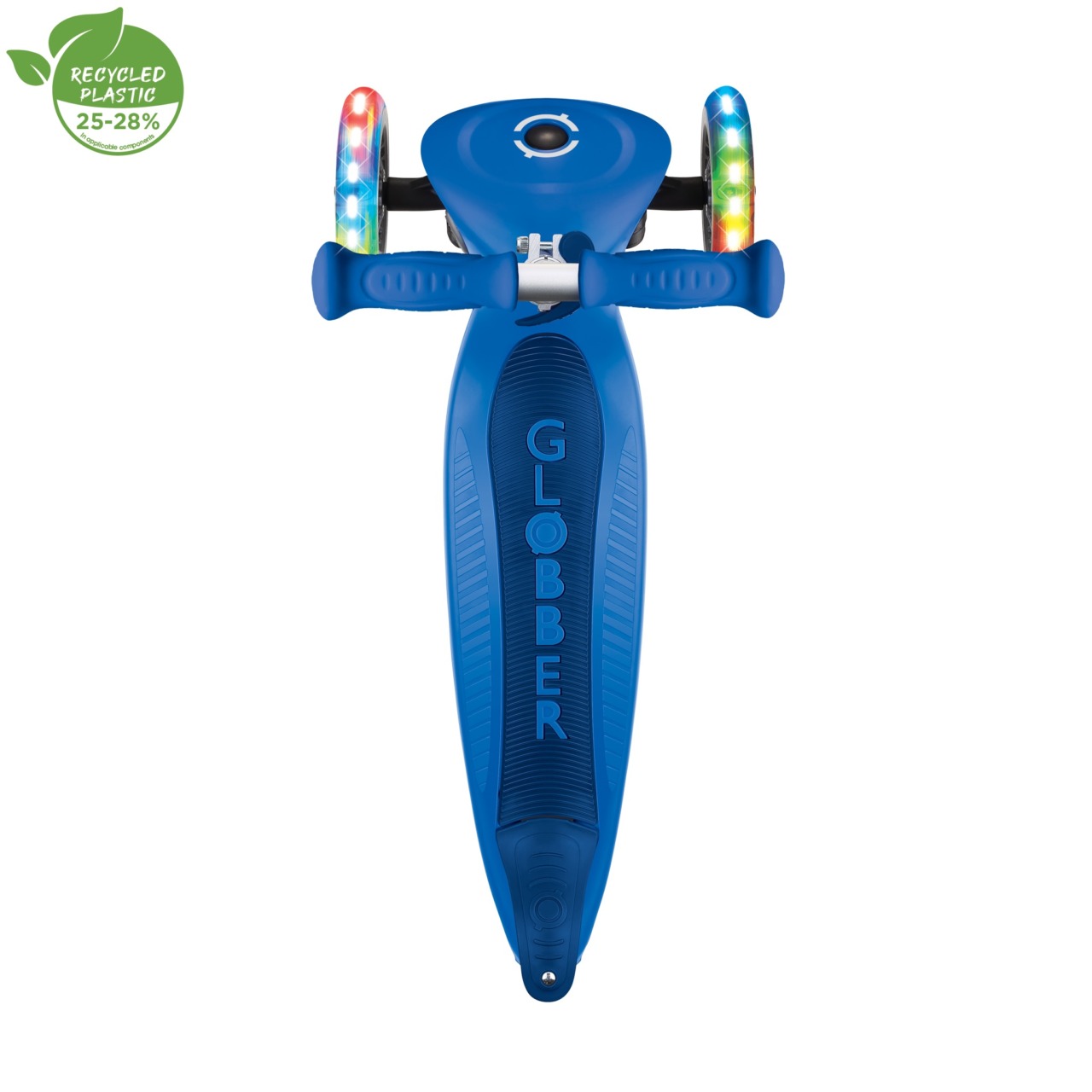 Trotineta Globber JUNIOR PLIABILA CU LUMINI, Ghidon Ajustabil 3 Nivele, Greutate Maxima 50 Kg, Rulmenti ABEC 5, Culoare Albastra(4)