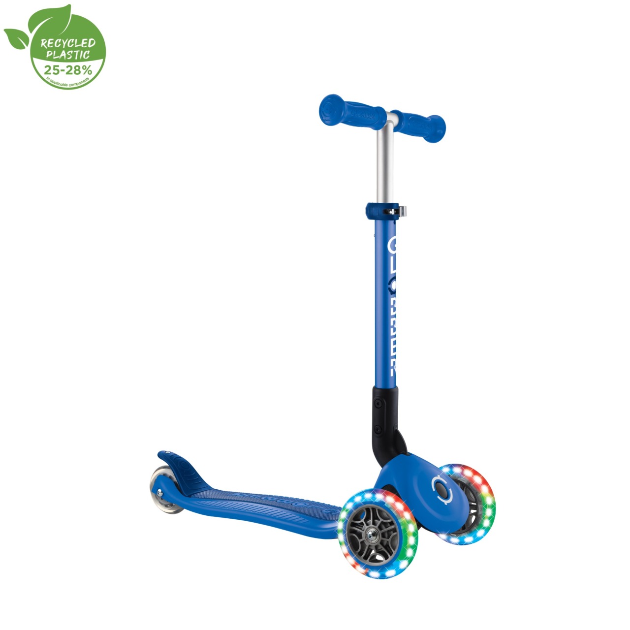 Trotineta Globber JUNIOR PLIABILA CU LUMINI, Ghidon Ajustabil 3 Nivele, Greutate Maxima 50 Kg, Rulmenti ABEC 5, Culoare Albastra(7)