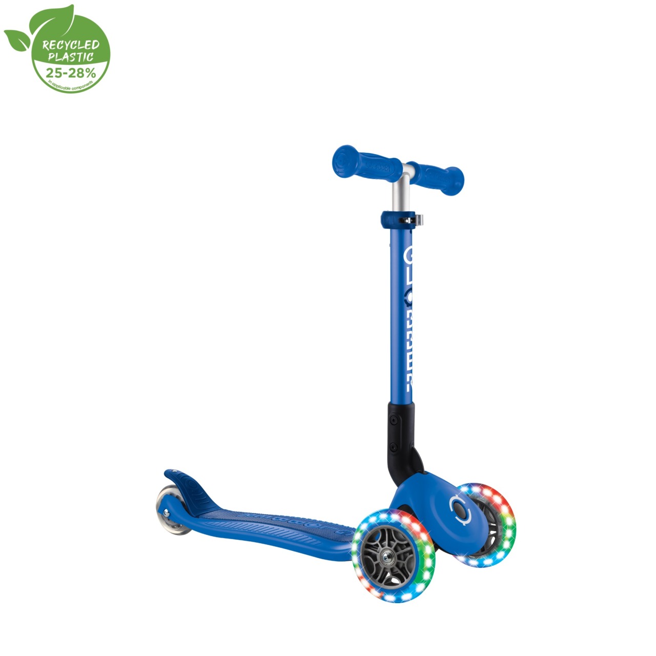 Trotineta Globber JUNIOR PLIABILA CU LUMINI, Ghidon Ajustabil 3 Nivele, Greutate Maxima 50 Kg, Rulmenti ABEC 5, Culoare Albastra(8)