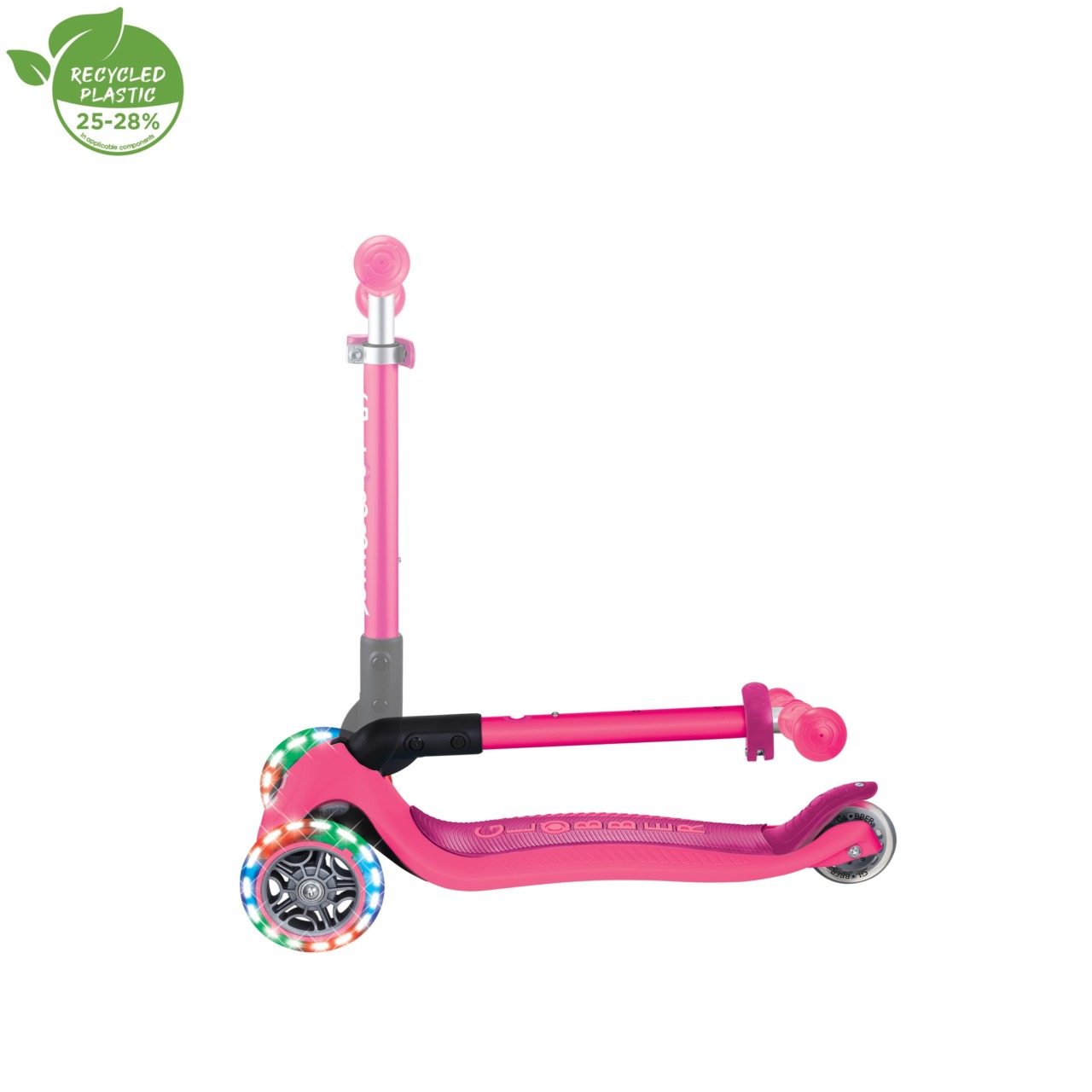 Trotineta Globber JUNIOR PLIABILA CU LUMINI, Ghidon Ajustabil 3 Nivele, Greutate Maxima 50 Kg, Rulmenti ABEC 5, Culoare Roz(10)