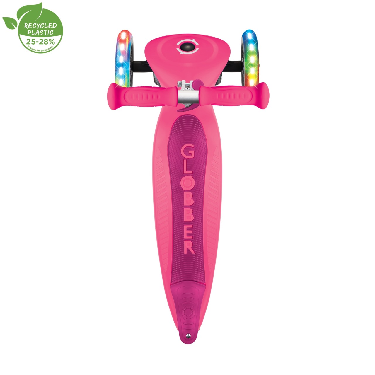 Trotineta Globber JUNIOR PLIABILA CU LUMINI, Ghidon Ajustabil 3 Nivele, Greutate Maxima 50 Kg, Rulmenti ABEC 5, Culoare Roz(11)