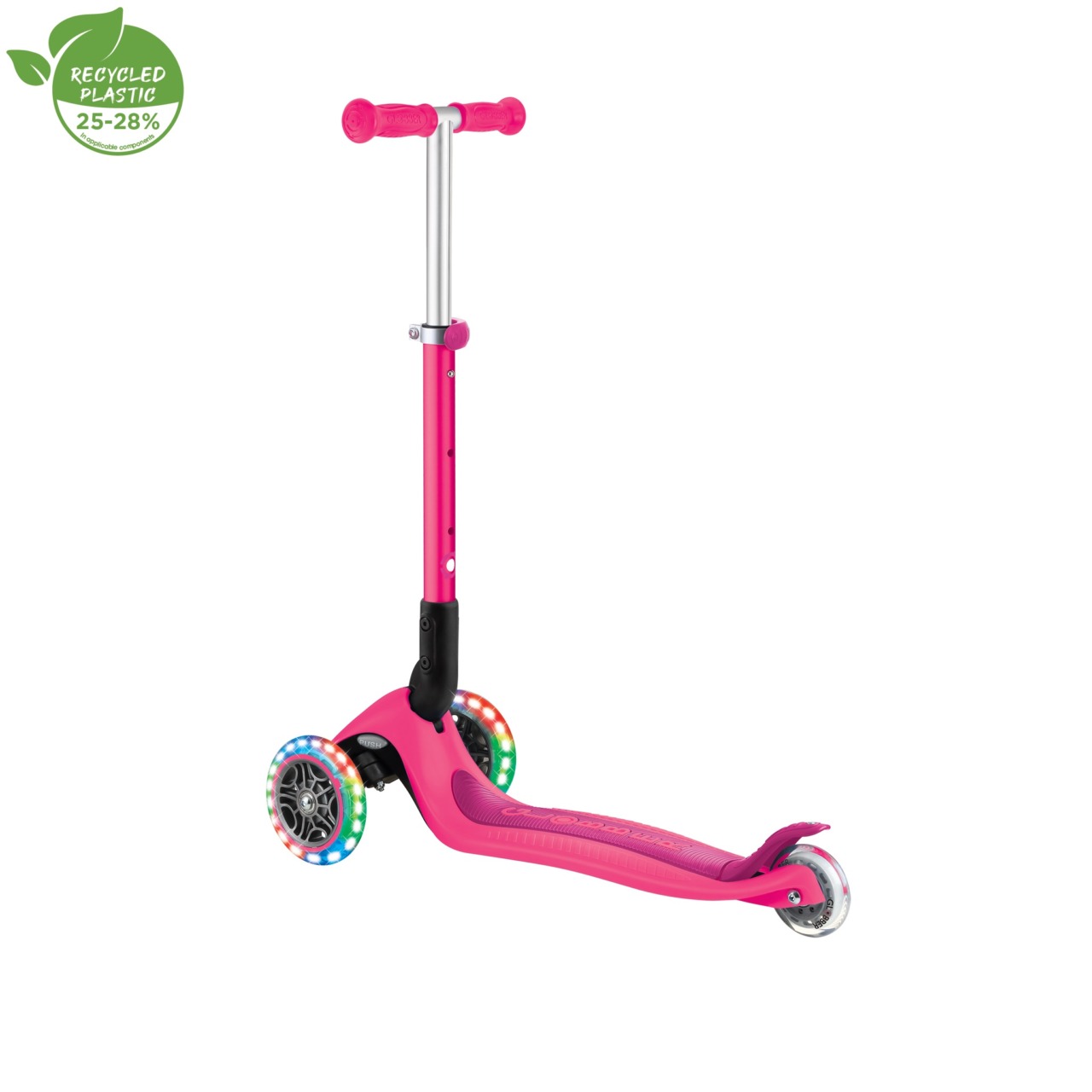 Trotineta Globber JUNIOR PLIABILA CU LUMINI, Ghidon Ajustabil 3 Nivele, Greutate Maxima 50 Kg, Rulmenti ABEC 5, Culoare Roz(2)