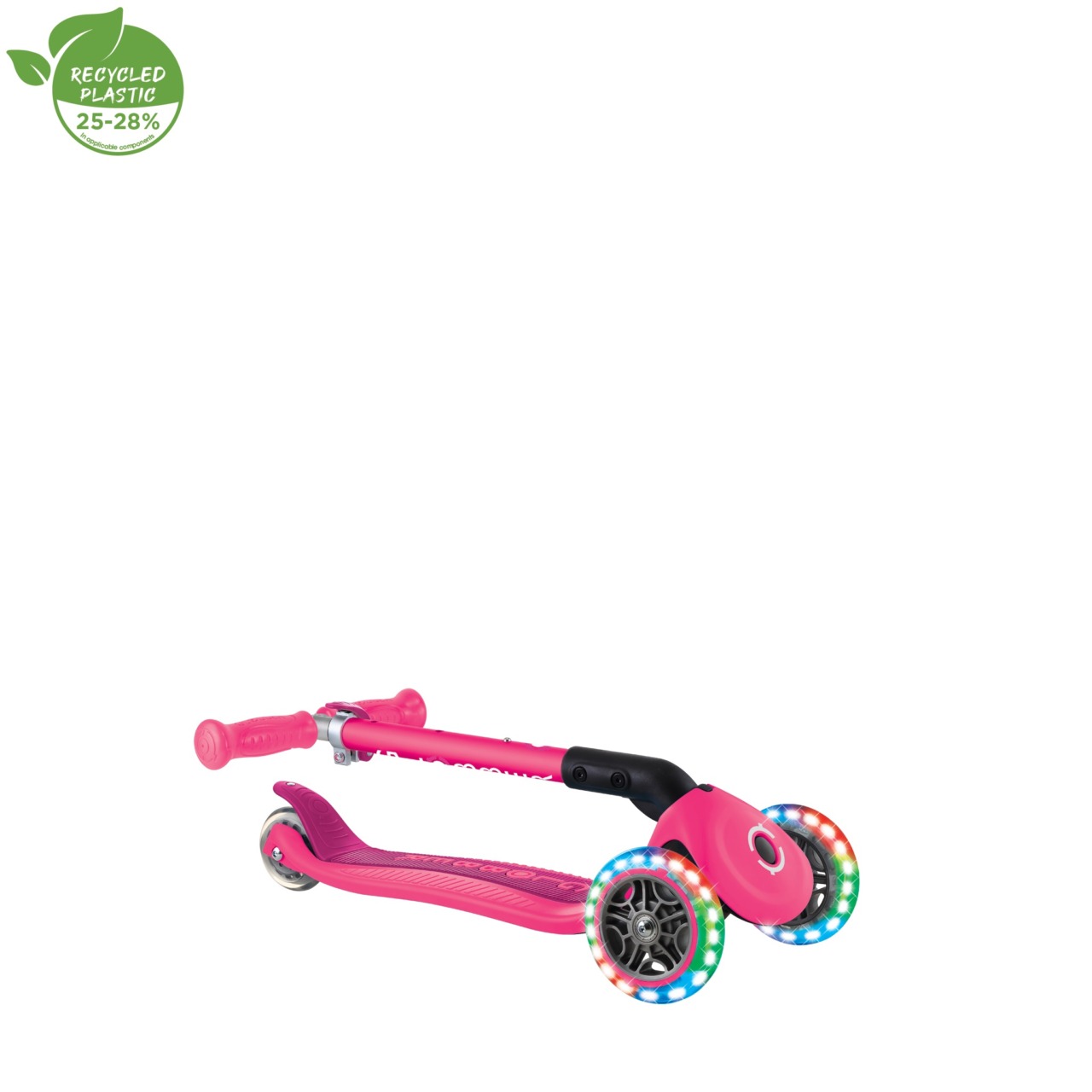 Trotineta Globber JUNIOR PLIABILA CU LUMINI, Ghidon Ajustabil 3 Nivele, Greutate Maxima 50 Kg, Rulmenti ABEC 5, Culoare Roz(4)