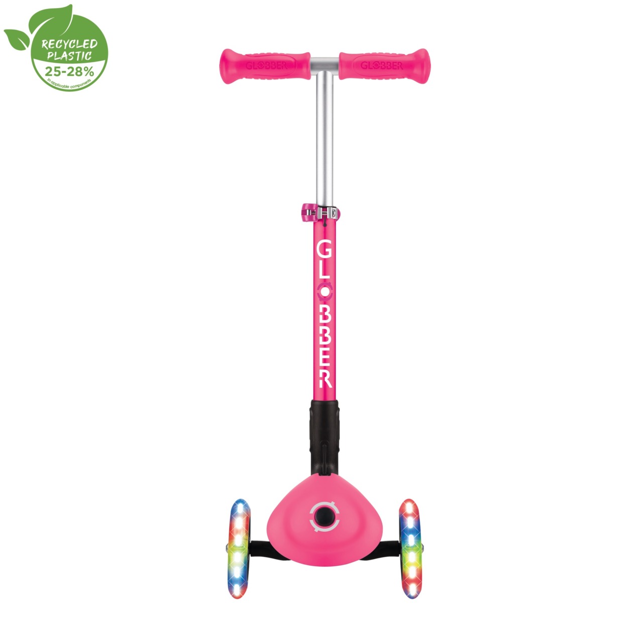 Trotineta Globber JUNIOR PLIABILA CU LUMINI, Ghidon Ajustabil 3 Nivele, Greutate Maxima 50 Kg, Rulmenti ABEC 5, Culoare Roz(5)