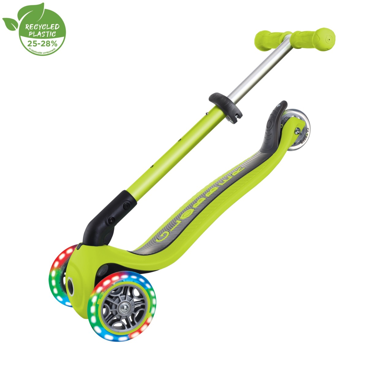 Trotineta Globber JUNIOR PLIABILA CU LUMINI, Ghidon Ajustabil 3 Nivele, Greutate Maxima 50 Kg, Rulmenti ABEC 5, Culoare Verde(12)