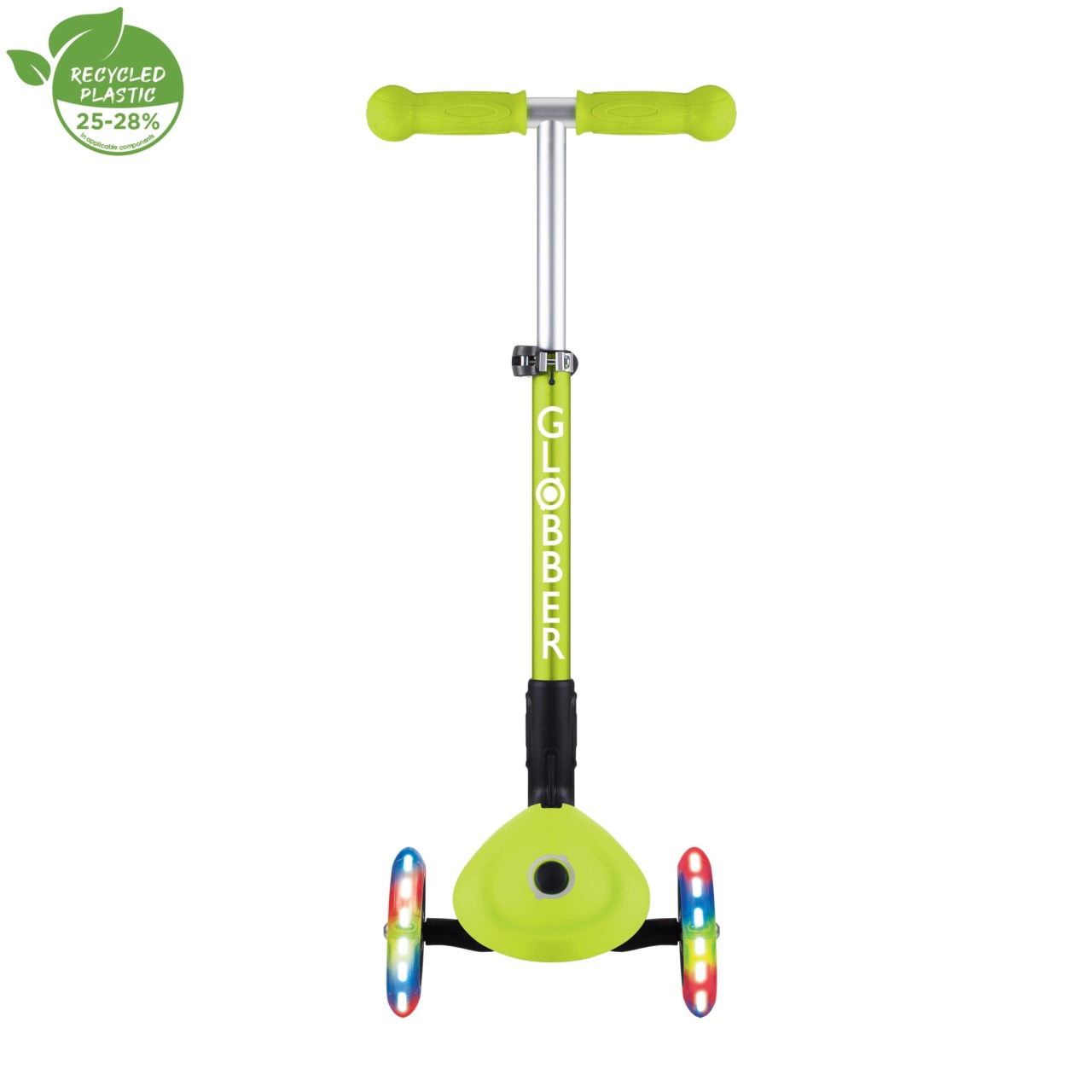 Trotineta Globber JUNIOR PLIABILA CU LUMINI, Ghidon Ajustabil 3 Nivele, Greutate Maxima 50 Kg, Rulmenti ABEC 5, Culoare Verde(4)