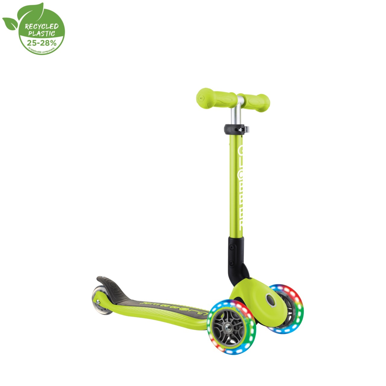 Trotineta Globber JUNIOR PLIABILA CU LUMINI, Ghidon Ajustabil 3 Nivele, Greutate Maxima 50 Kg, Rulmenti ABEC 5, Culoare Verde(6)