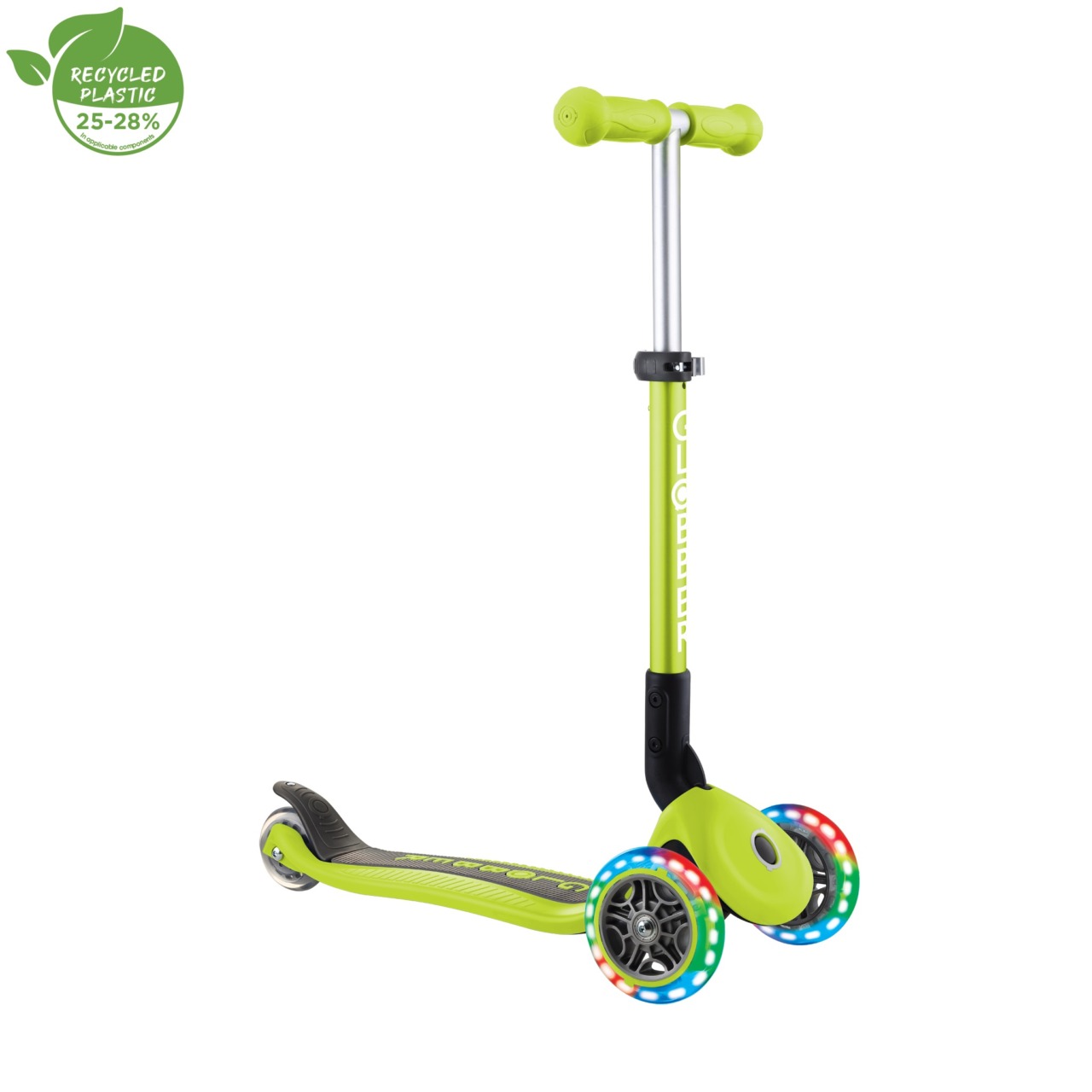 Trotineta Globber JUNIOR PLIABILA CU LUMINI, Ghidon Ajustabil 3 Nivele, Greutate Maxima 50 Kg, Rulmenti ABEC 5, Culoare Verde(8)