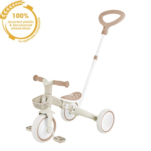 Tricicleta Globber 3 In 1 Pentru Copii, Ecologica, Bara De Impins Si Ghidaj Pentru Parinti, Scaun Ajustabil, Functie Free Wheel Si Cosulet Transport