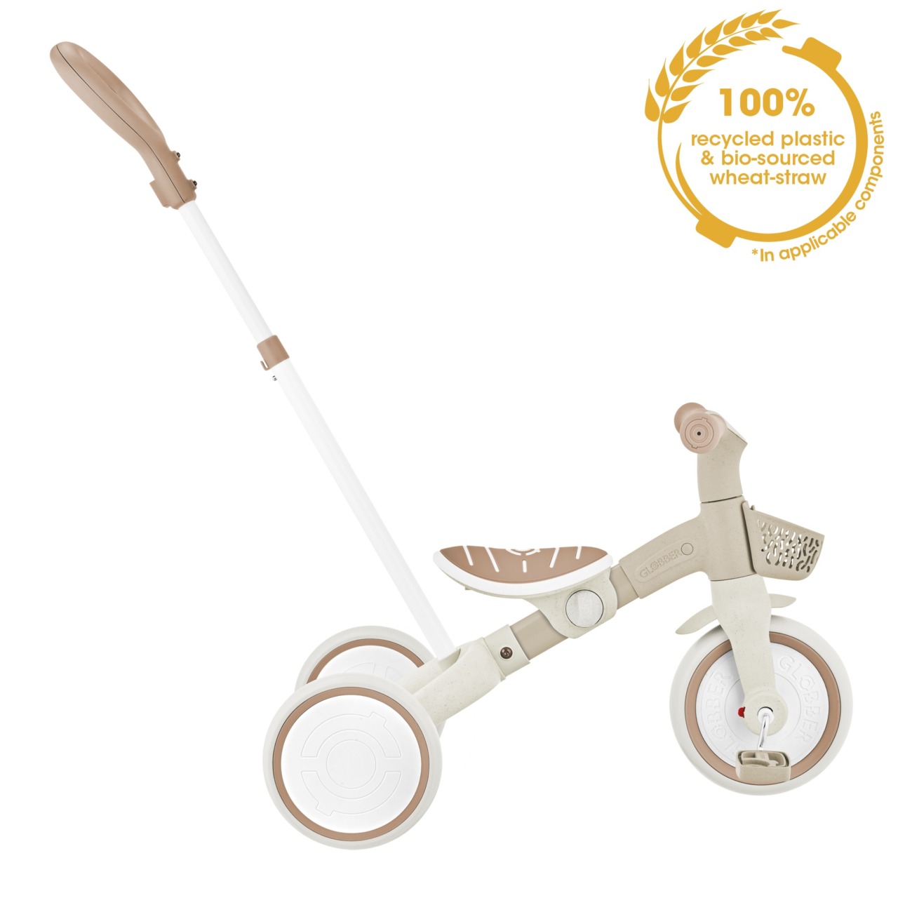 Tricicleta Globber 3 In 1 Pentru Copii, Ecologica, Bara De Impins Si Ghidaj Pentru Parinti, Scaun Ajustabil, Functie Free Wheel Si Cosulet Transport(19)