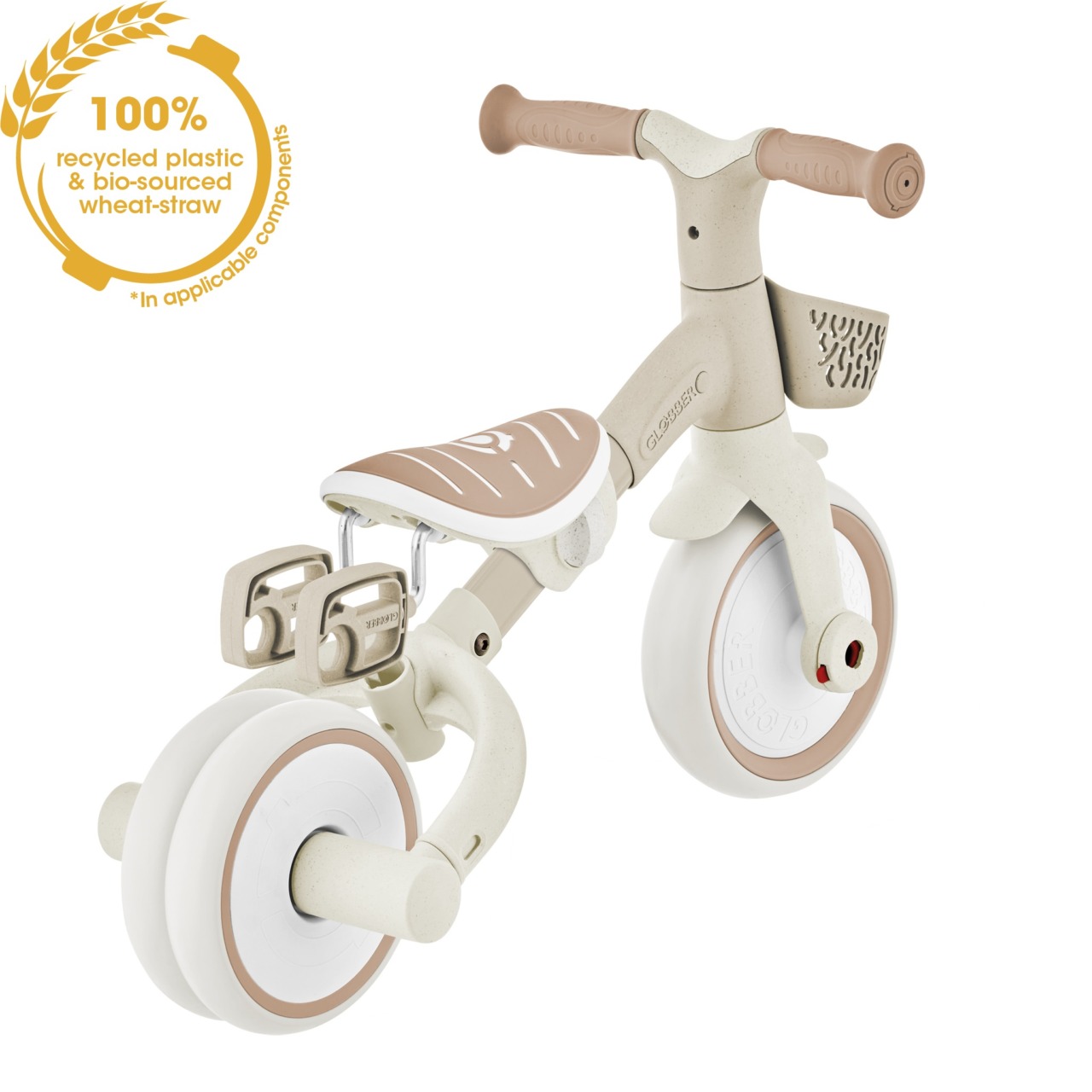 Tricicleta Globber 3 In 1 Pentru Copii, Ecologica, Bara De Impins Si Ghidaj Pentru Parinti, Scaun Ajustabil, Functie Free Wheel Si Cosulet Transport(6)