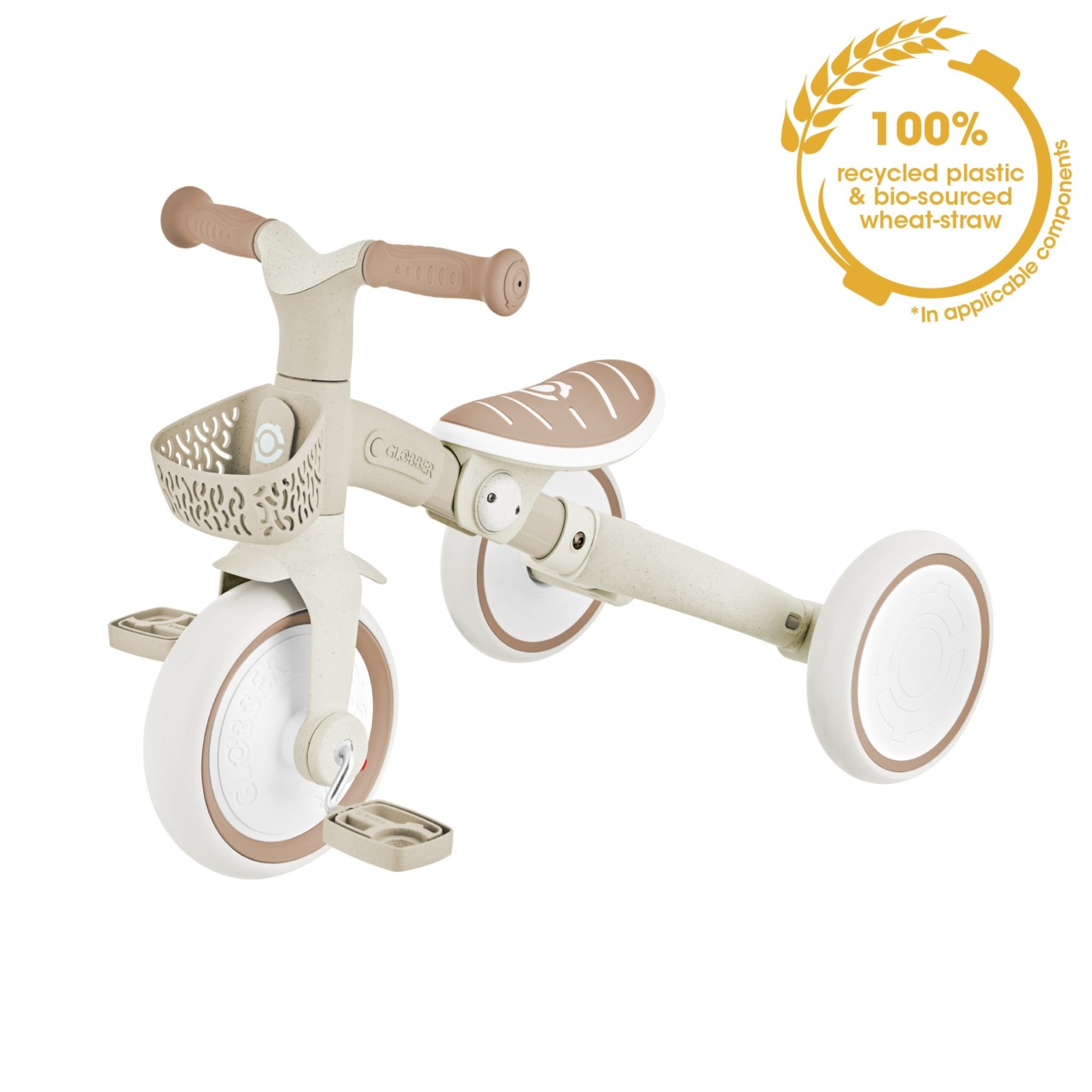 Tricicleta Globber 3 In 1 Pentru Copii, Ecologica, Bara De Impins Si Ghidaj Pentru Parinti, Scaun Ajustabil, Functie Free Wheel Si Cosulet Transport(7)