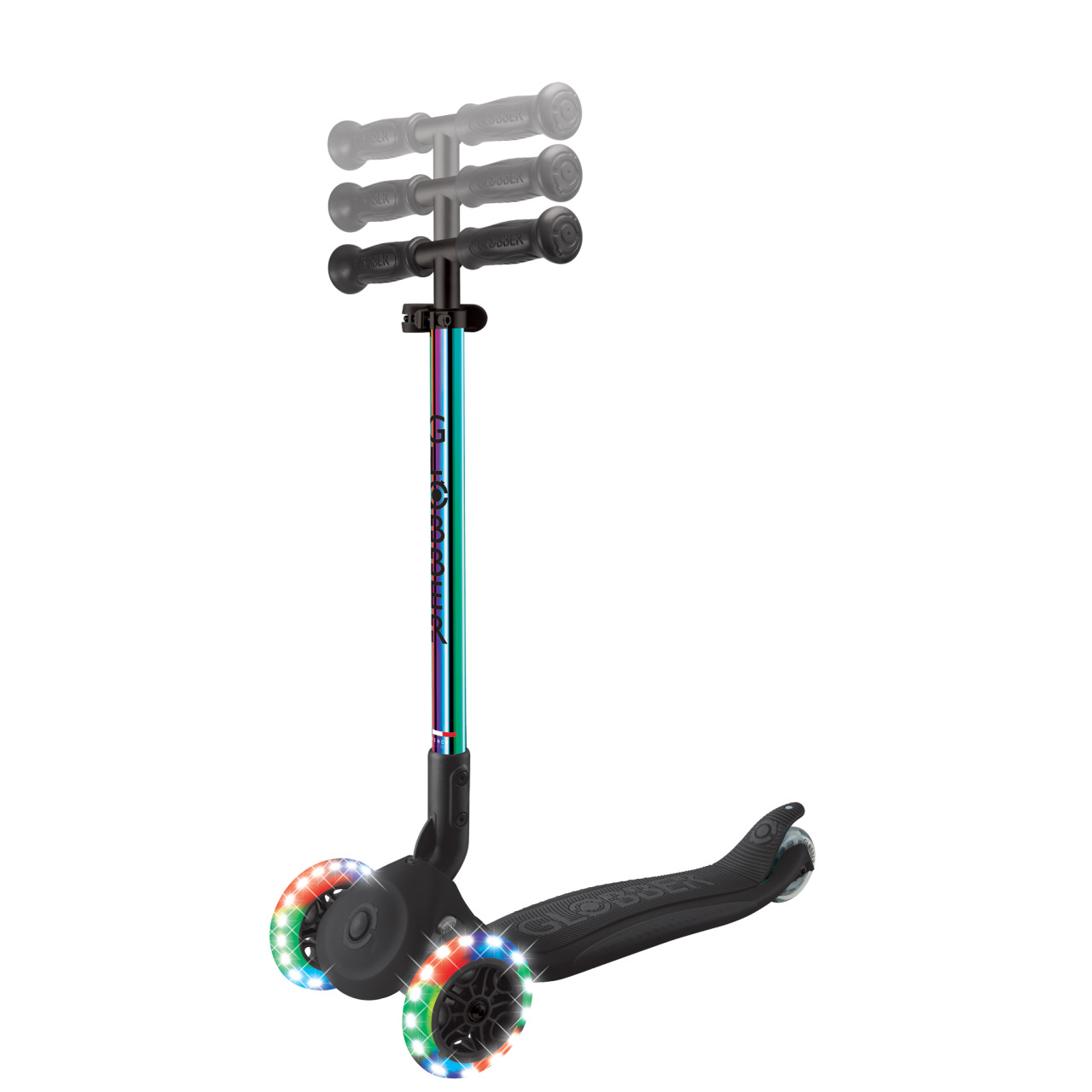 02 432 401 4 Globber Primo Foldable Lights Scooter With Adjustable T Bar For Kids